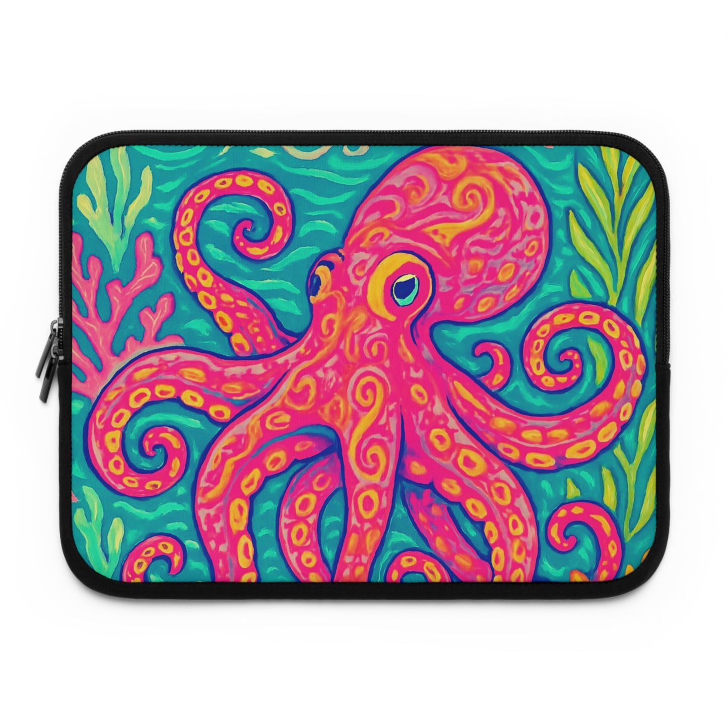 Tropical Laptop Sleeve, 5 Sizes - Perfect for Beach Lovers & Students / Octopus Kraken Joe, Red