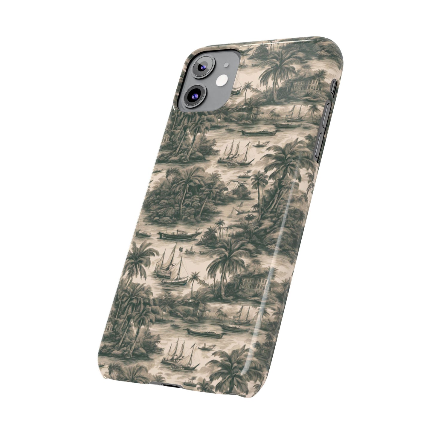 Slim Phone Cases - Tropical Toile #1, black