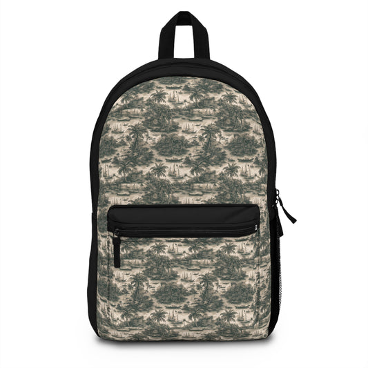 Tropical Backpack  / Tropical Toile #1, Black