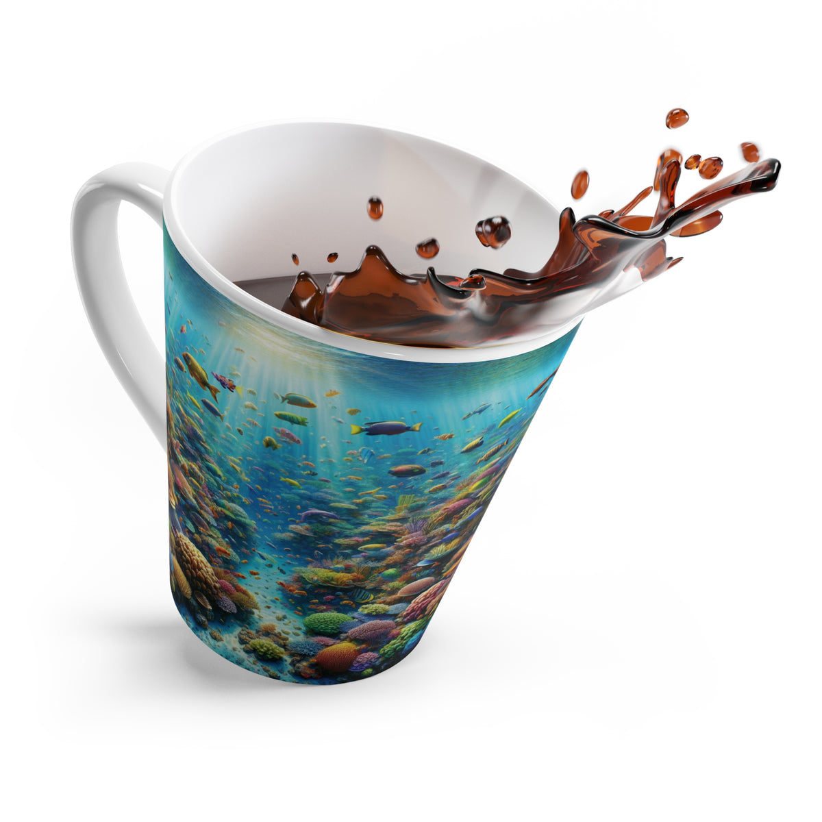 Latte White Mug - Busy Coral Reef