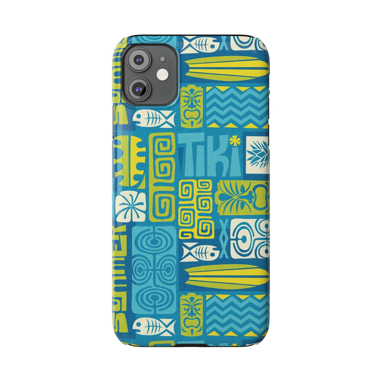 Slim Phone Cases - Tiki Poster Blue