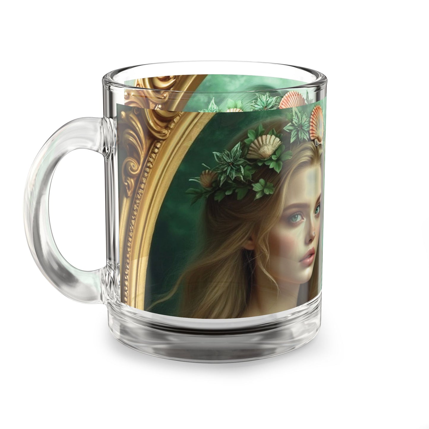 Tropical Glass Mug - 10oz Coffee Cup / Mermaid Princesses