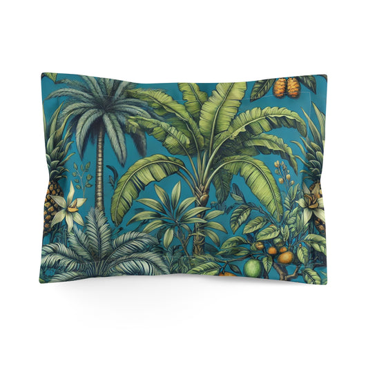 Microfiber Pillow Sham, 2 Sizes | Tropical Vibes for Relaxation / Tropical Fruit Blue
