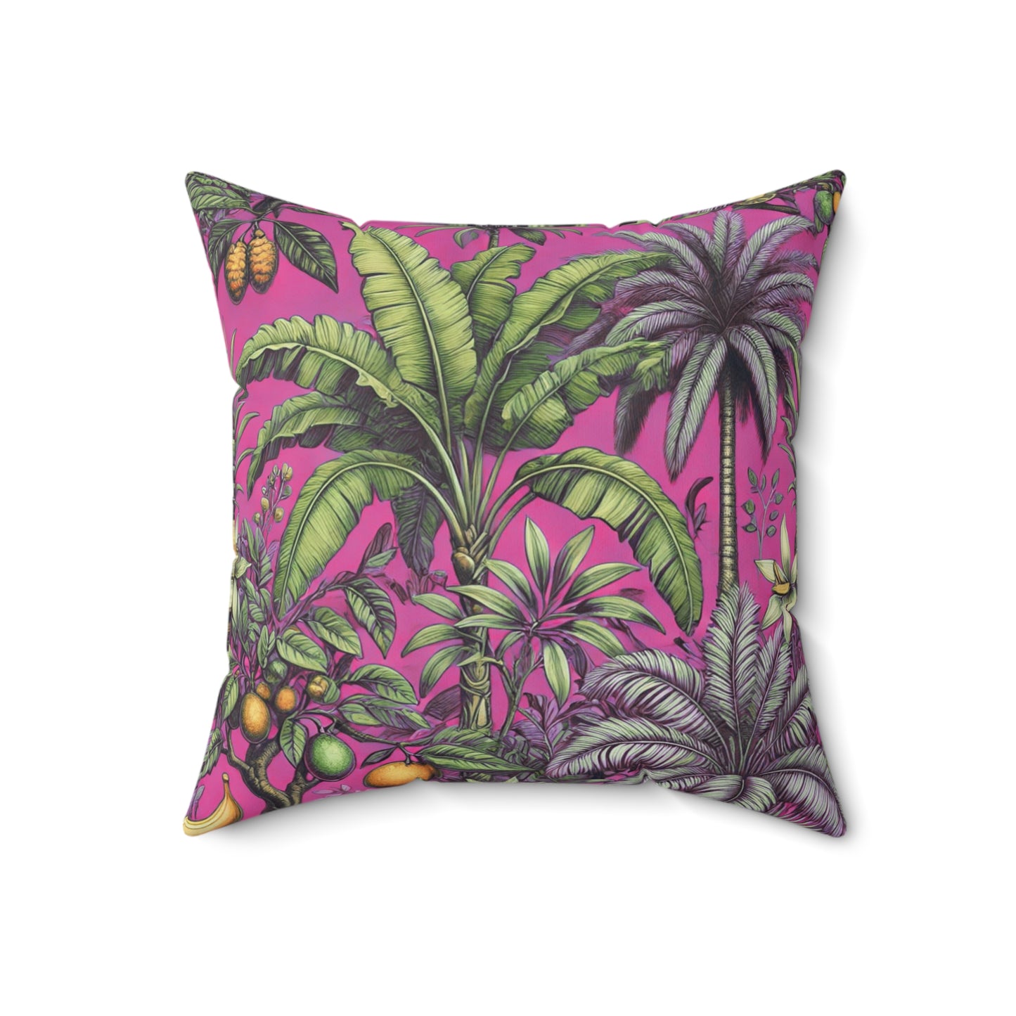 Decorative Pillow - Accent Cushion, 4 Sizes / Tropical Fruit, Hot Pink