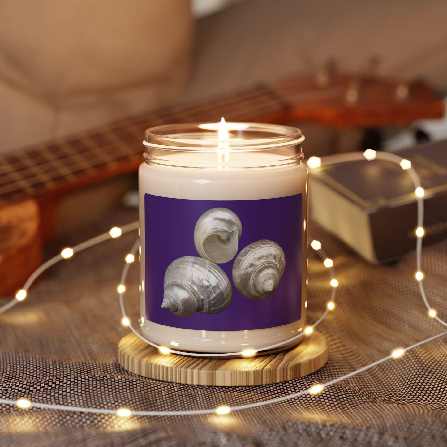 Scented Soy Candle, 9oz, White Nautilus Trio, purple