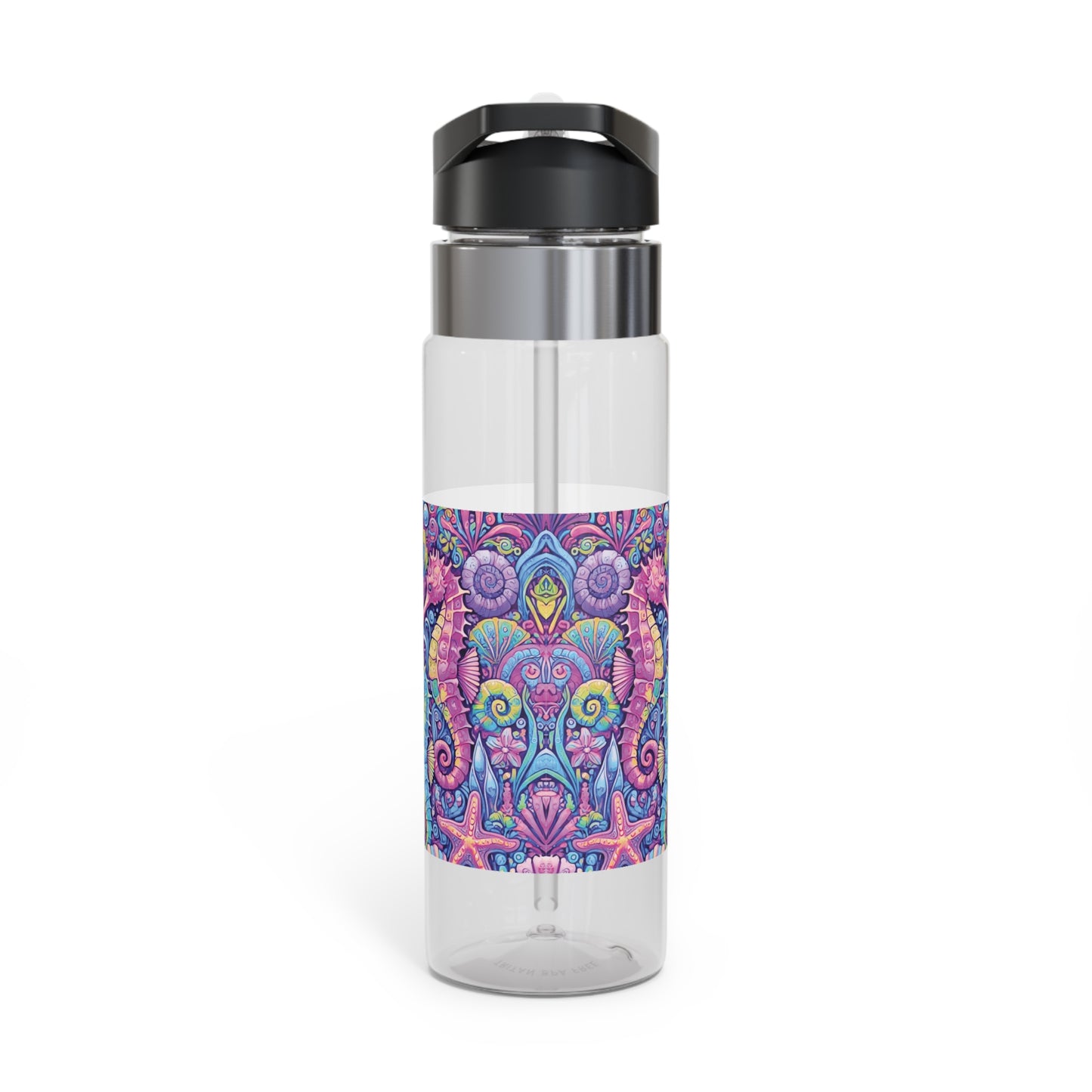 Tropical 20oz Tritan Sport Water Bottle -  Leakproof, Lightweight, BPA-Free / Seahorse Trio, Fantasy Pop
