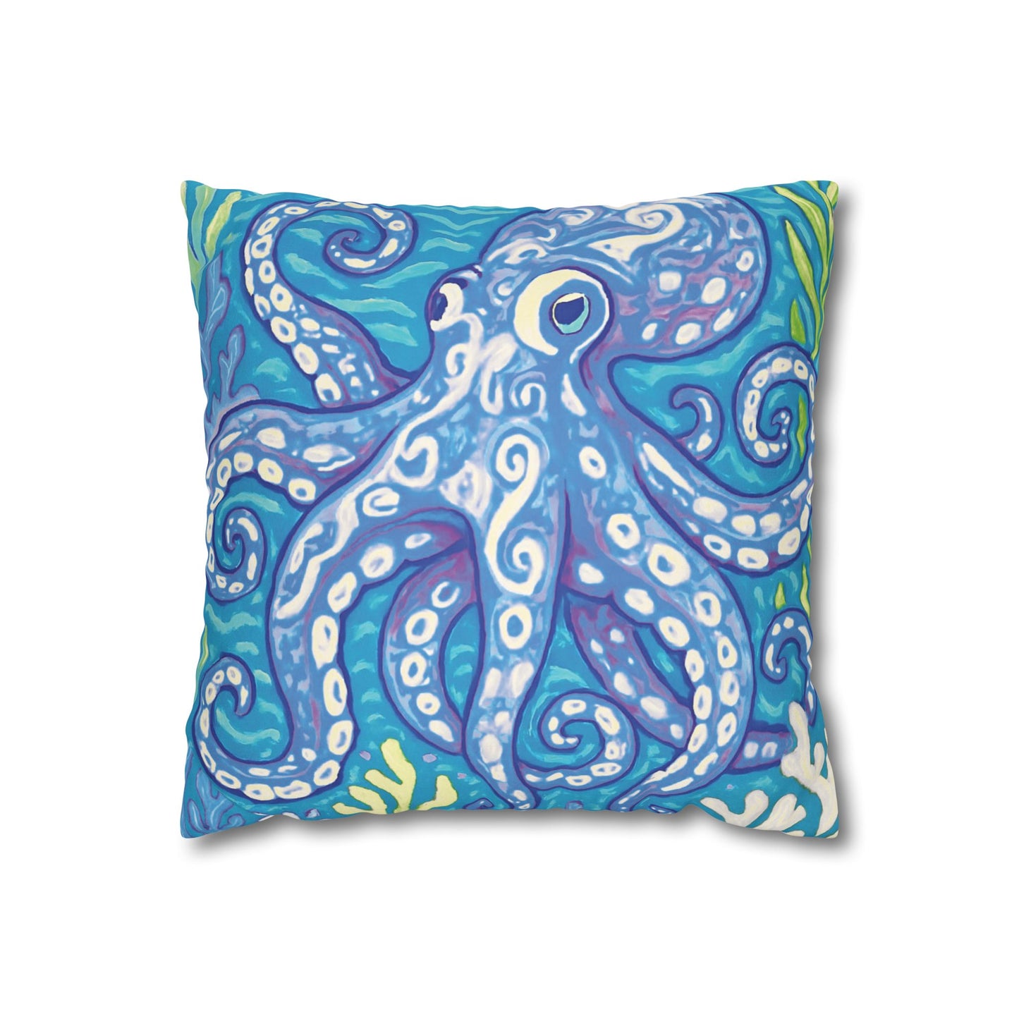 Faux Suede Square Pillowcase - Blue Kraken Joe