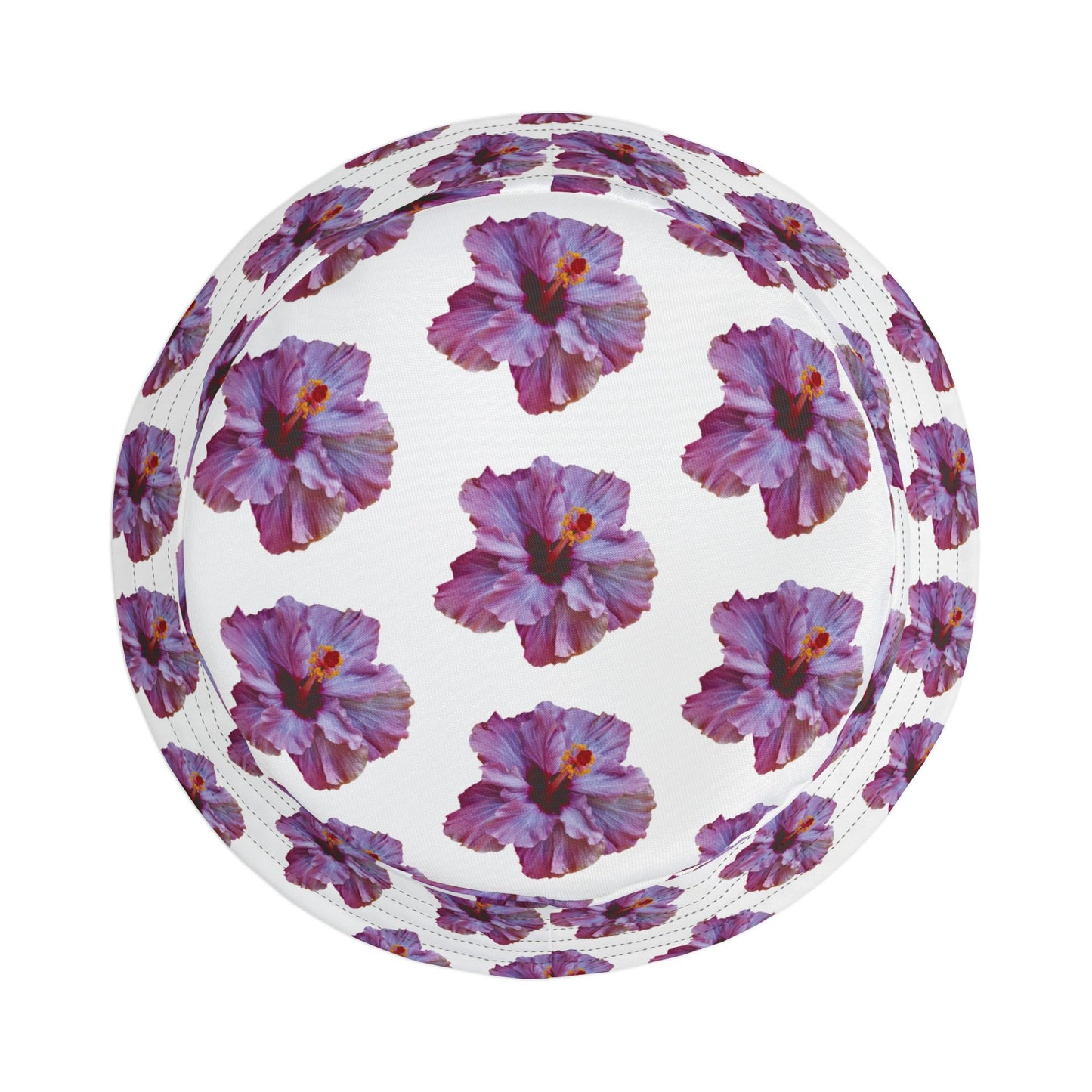Tropical Polyester Bucket Hat, 2 Sizes - Hibiscus Flower/Purple