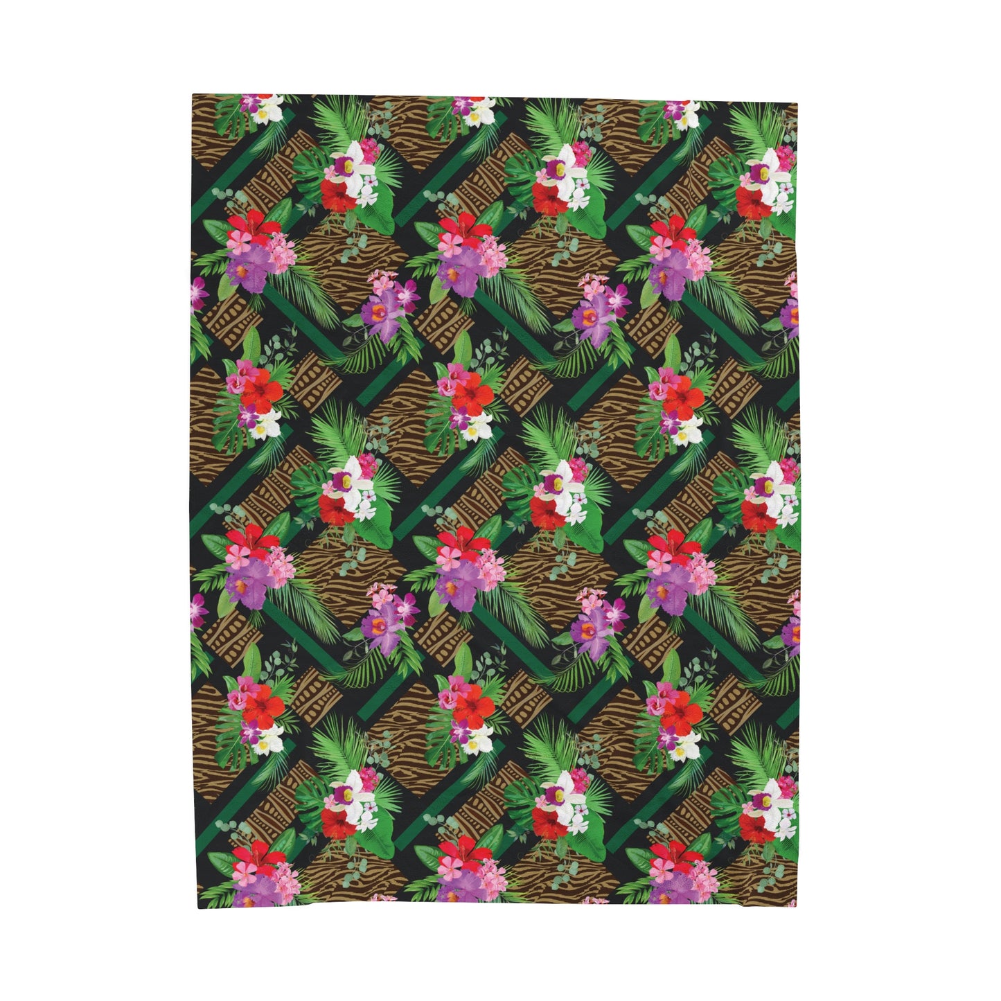 Tropical Tiki Orchids Velveteen Plush Blanket - Cozy Home Decor for Nature Lovers