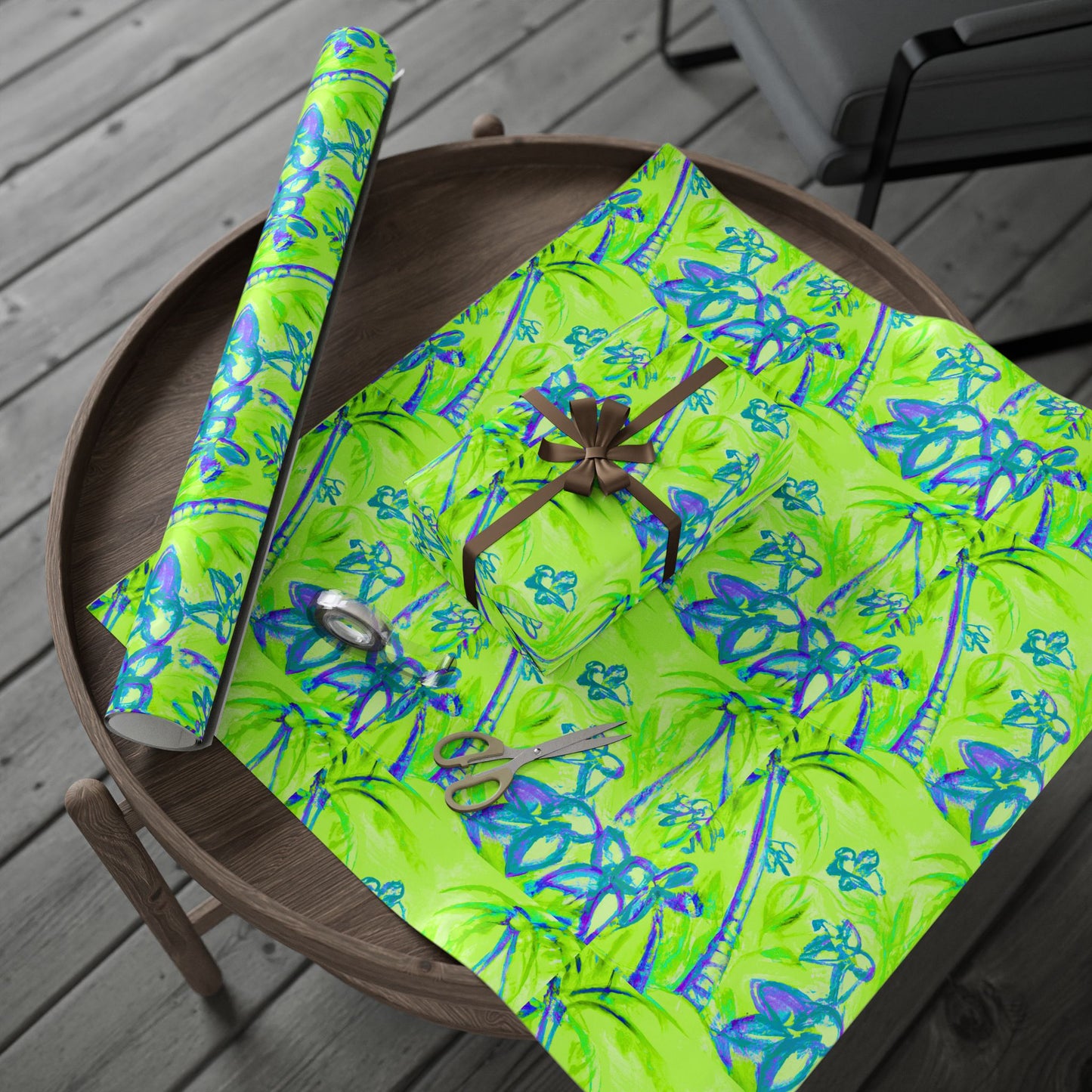 Wrapping Paper - Tropical Gift Wrap for All Occasions, 3 Sizes/2 Finishes / Tropical Doodles, Lime