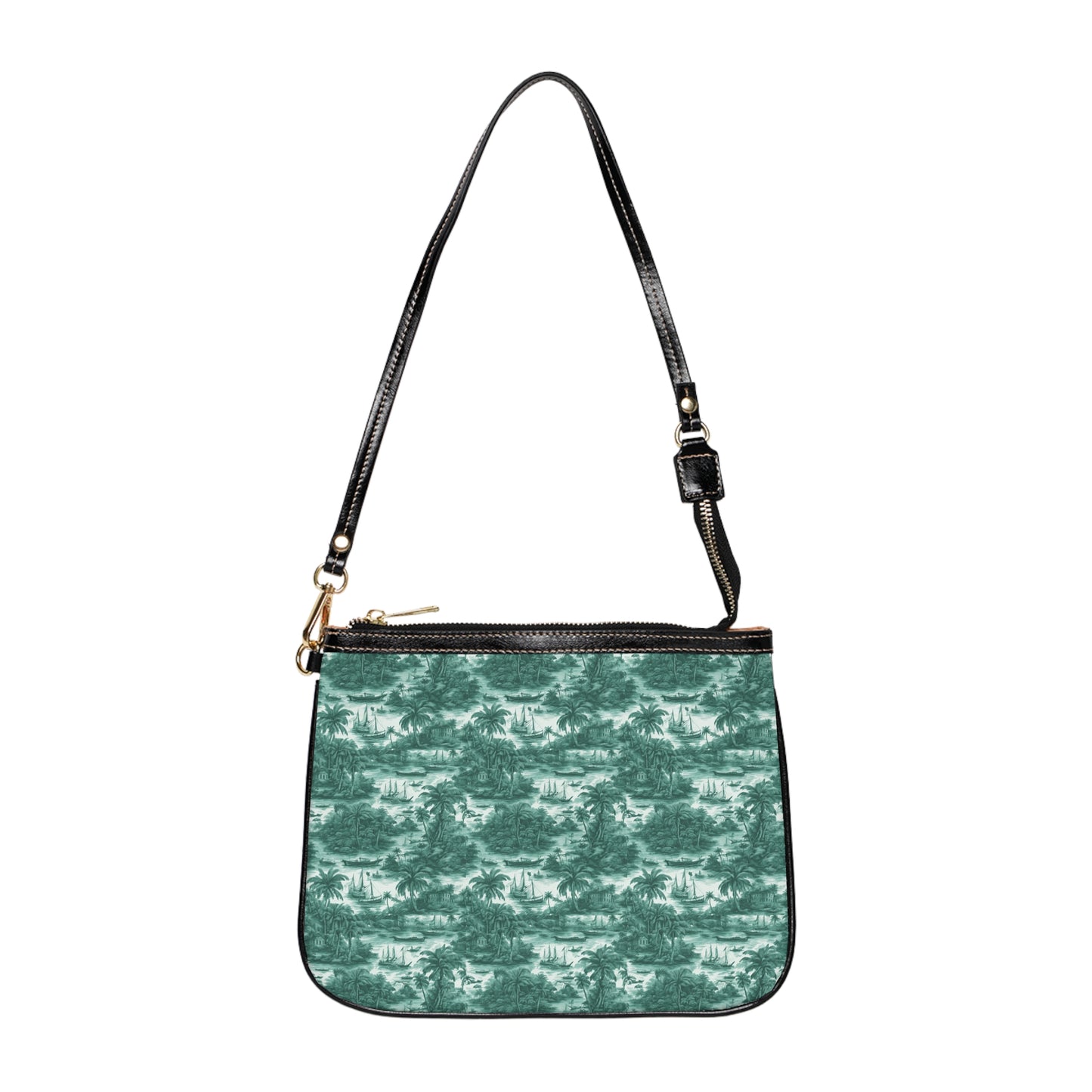 Tropical Small Shoulder Bag | Stylish Summer Crossbody Purse / Tropical Toile #1, Evergreen