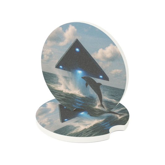 Soapstone Car Coaster - UFO and Dolphin
