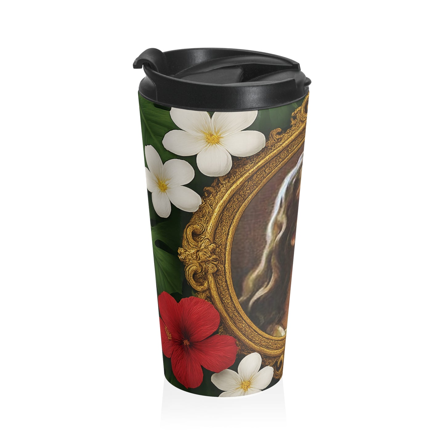 15 oz. Stainless Steel Travel Mug / Religious, Tropical Head of Jesus