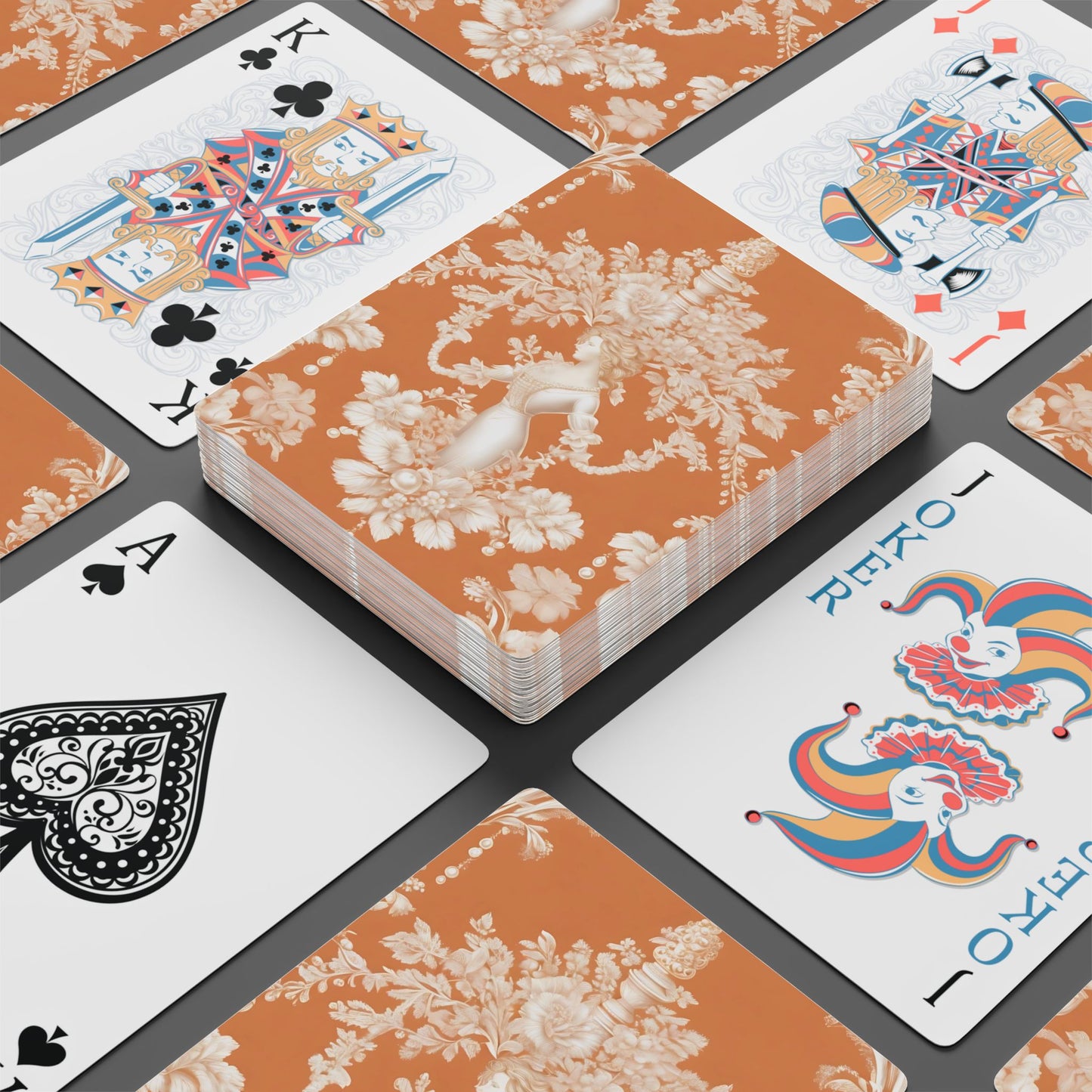 Poker-Sized Playing Cards - Pearl Lady Toile, melon