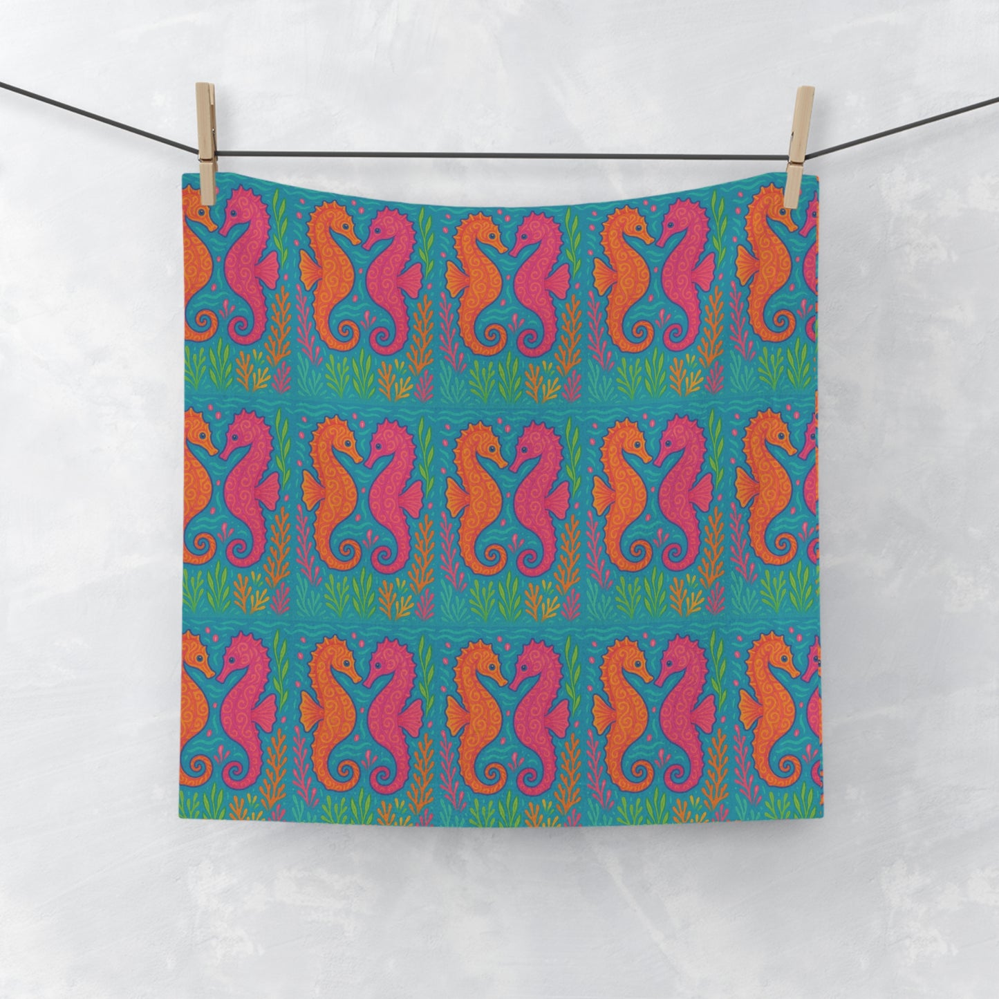 Face Towel - Sunset Seahorses