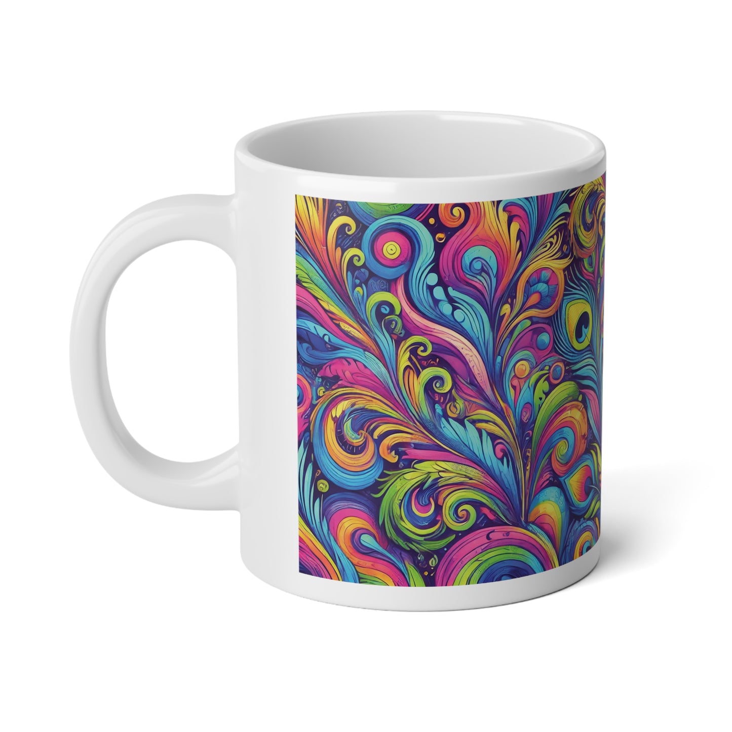Jumbo Mug, 20oz, Peacock Currents | Tropical Coffee Cup