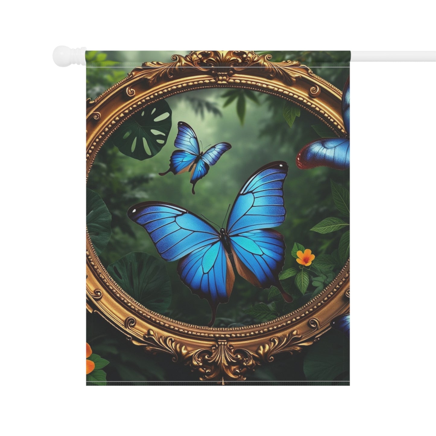 Tropical Garden Flag - Perfect for Outdoor Decor / Framed Monarch Butterflies