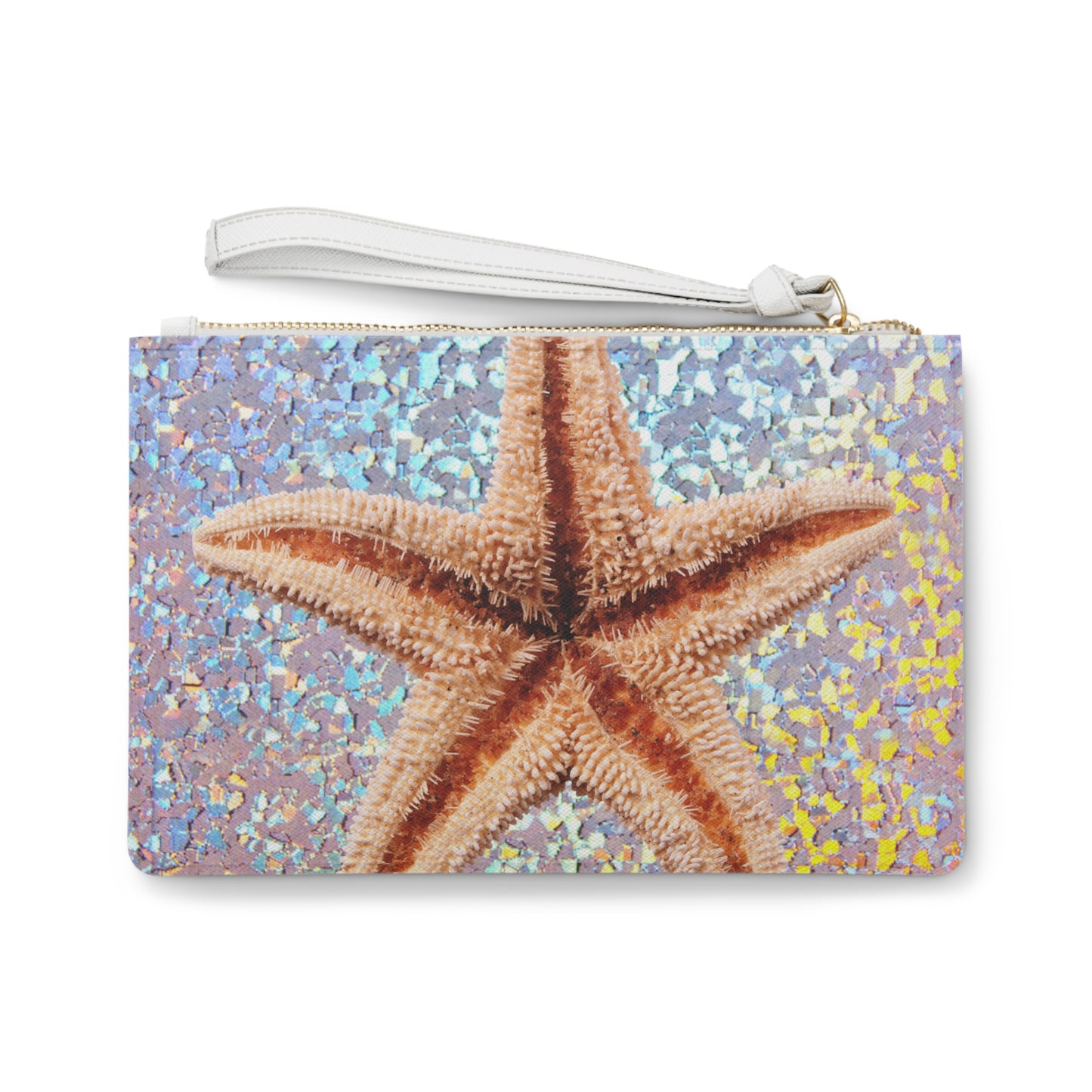 Tropical Faux Leather Clutch Bag - Perfect for Beach Adventures & Summer Vacations / Disco Starfish