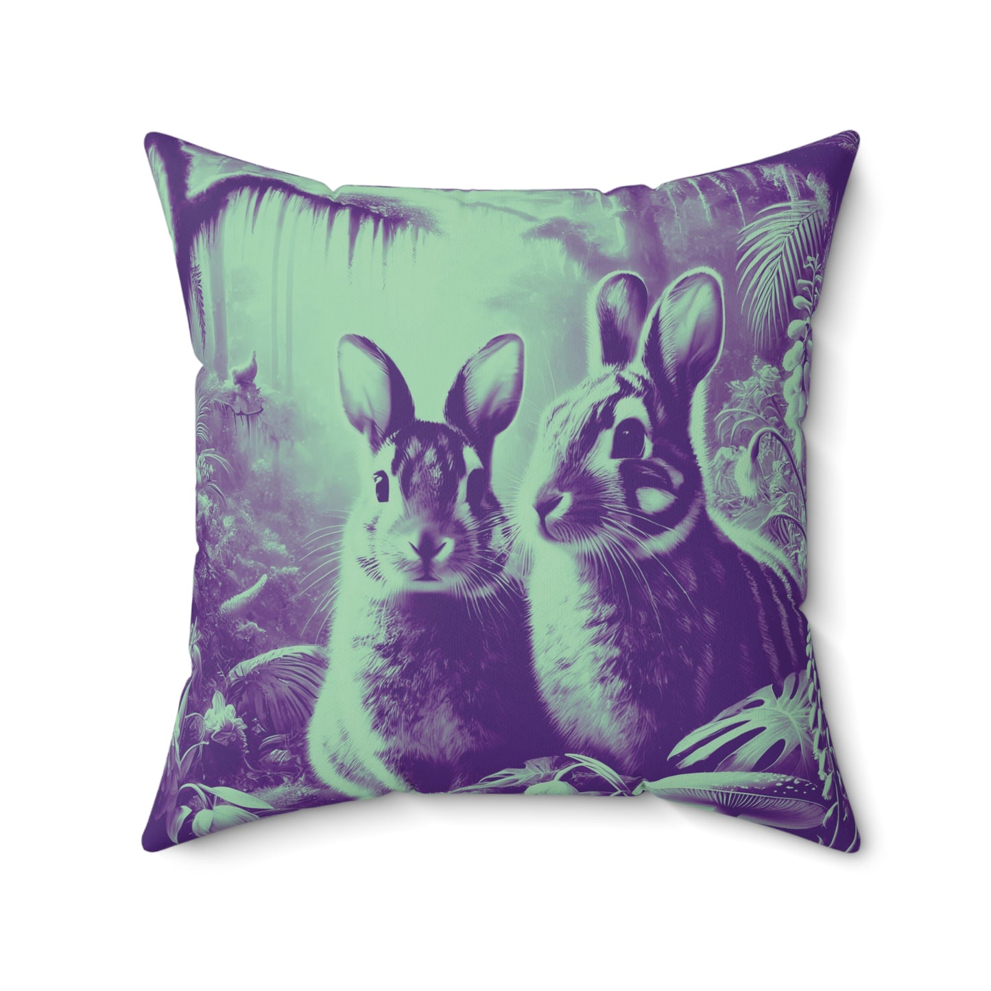 Decorative Pillow - Accent Cushion, 4 Sizes /Tropical Sumatran Rabbits/Minty