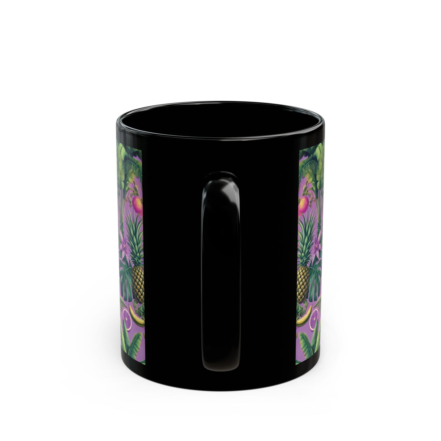 Black Coffee Mug - Tropical Fruit, Purple
