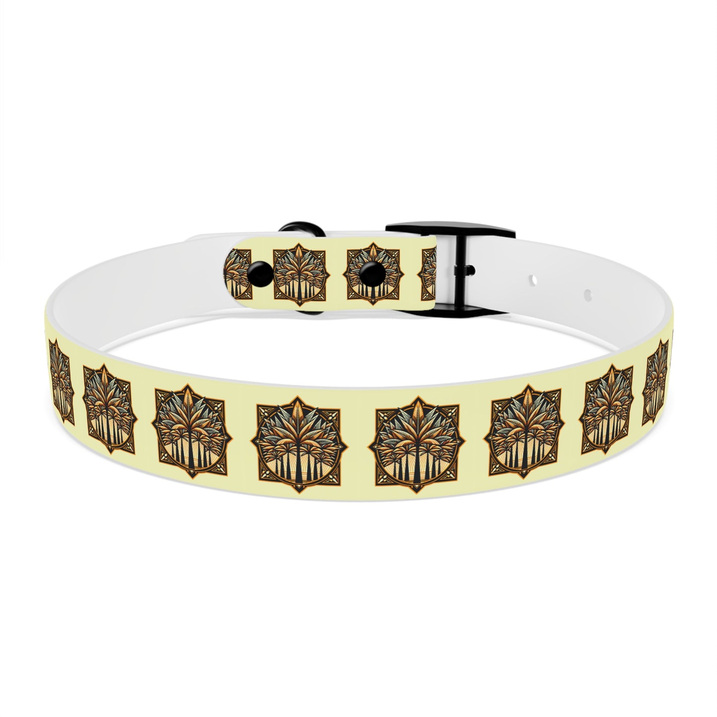 Dog Collar - Deco Palm Trees, Buttercream