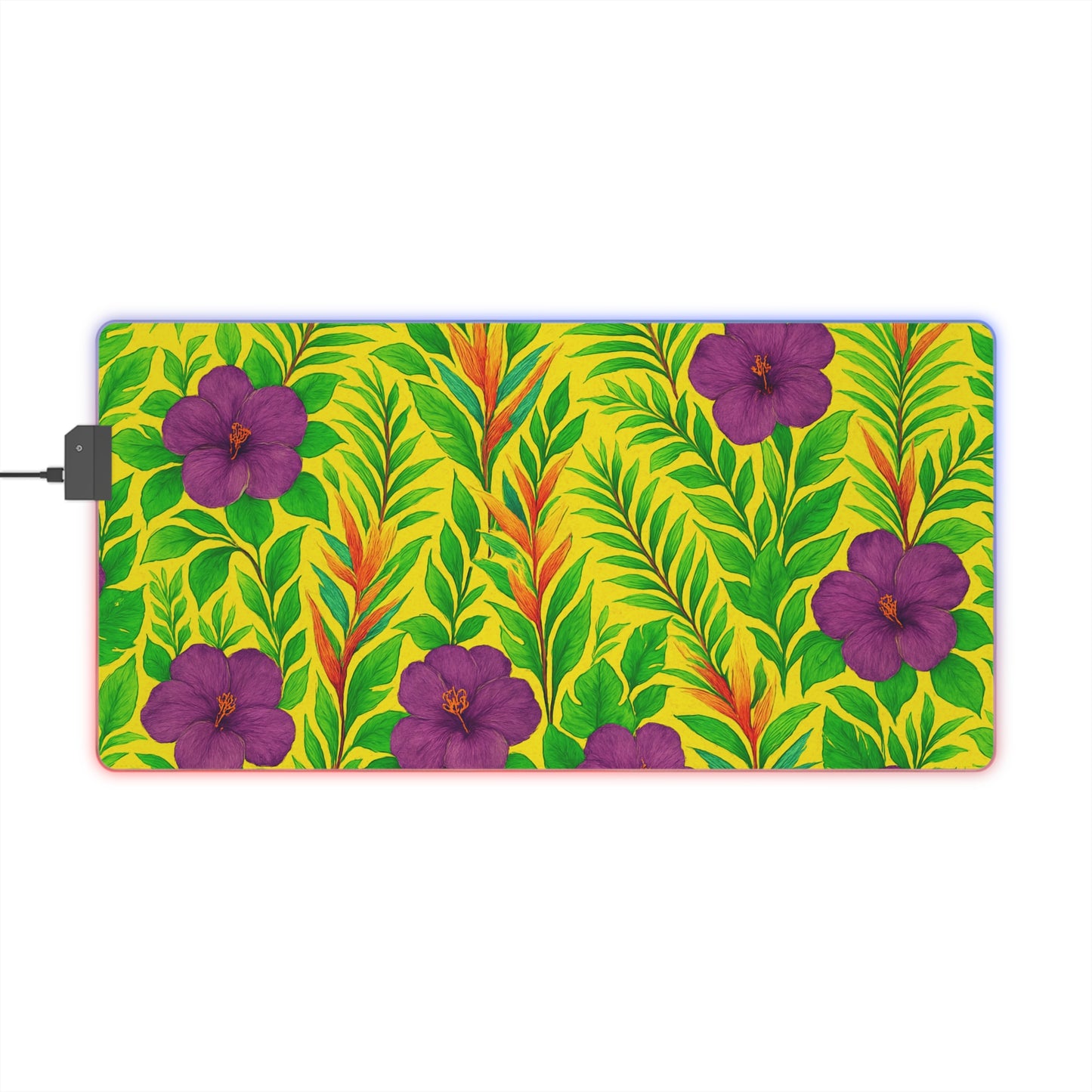 LED Gaming Mouse Pad With Vibrant RGB Lighting, 4 Sizes / Midnight Flower Yellow