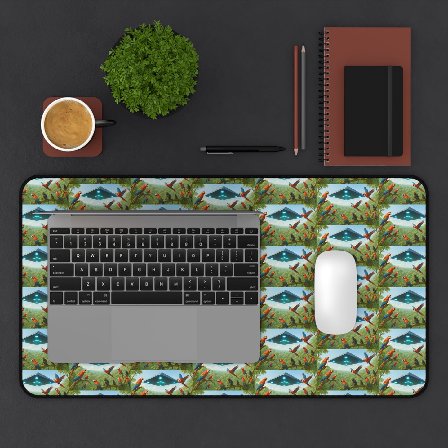 Tropical Mouse Pad/Desk Mat, 3 Sizes - Perfect for Home Office / Macaws and UFO