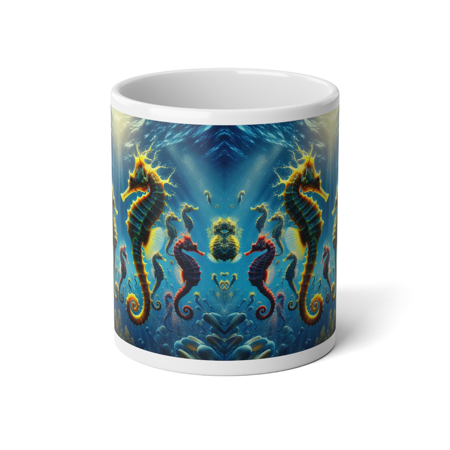 Seahorse Party, Jumbo Mug, 20oz | Tropical Coffee Cup, Gift for Ocean Lovers