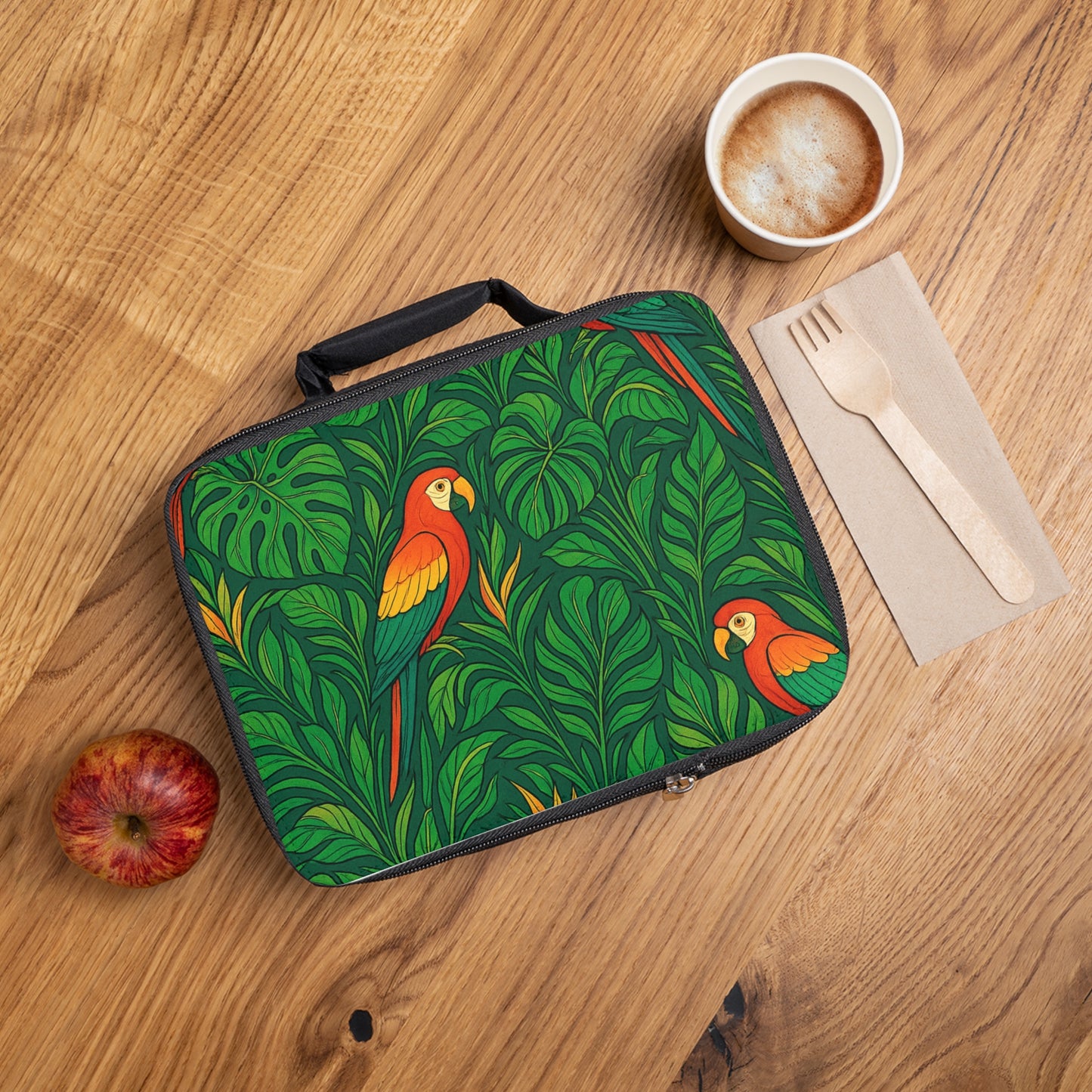 Parrot Family Lunch Bag - Eco-Friendly Insulated Tote, Adult and Child Lunchbox / Perfect for Picnics, Beach Outings