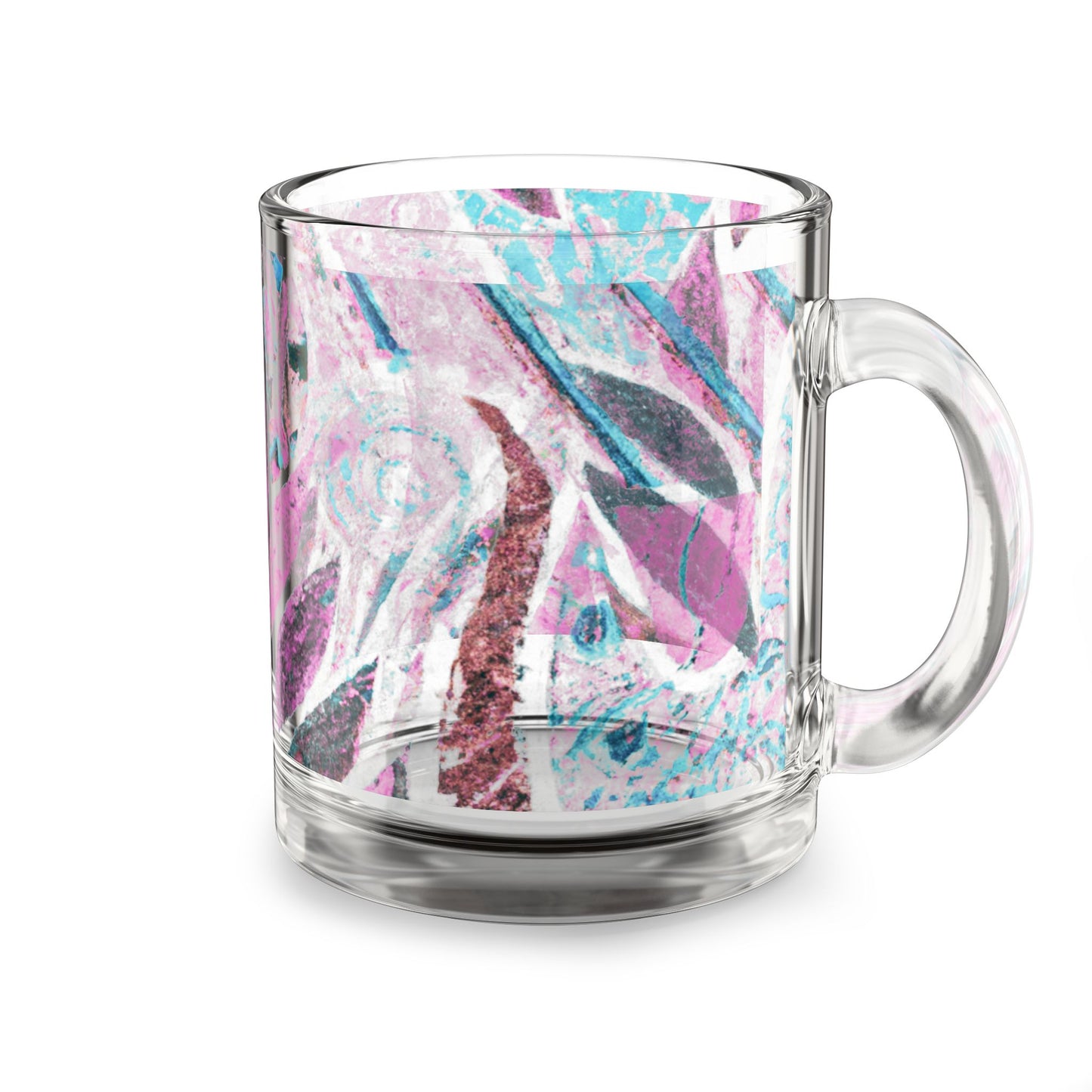 Tropical Glass Mug - 10oz Coffee Cup / Amazon Whimsy, Pink