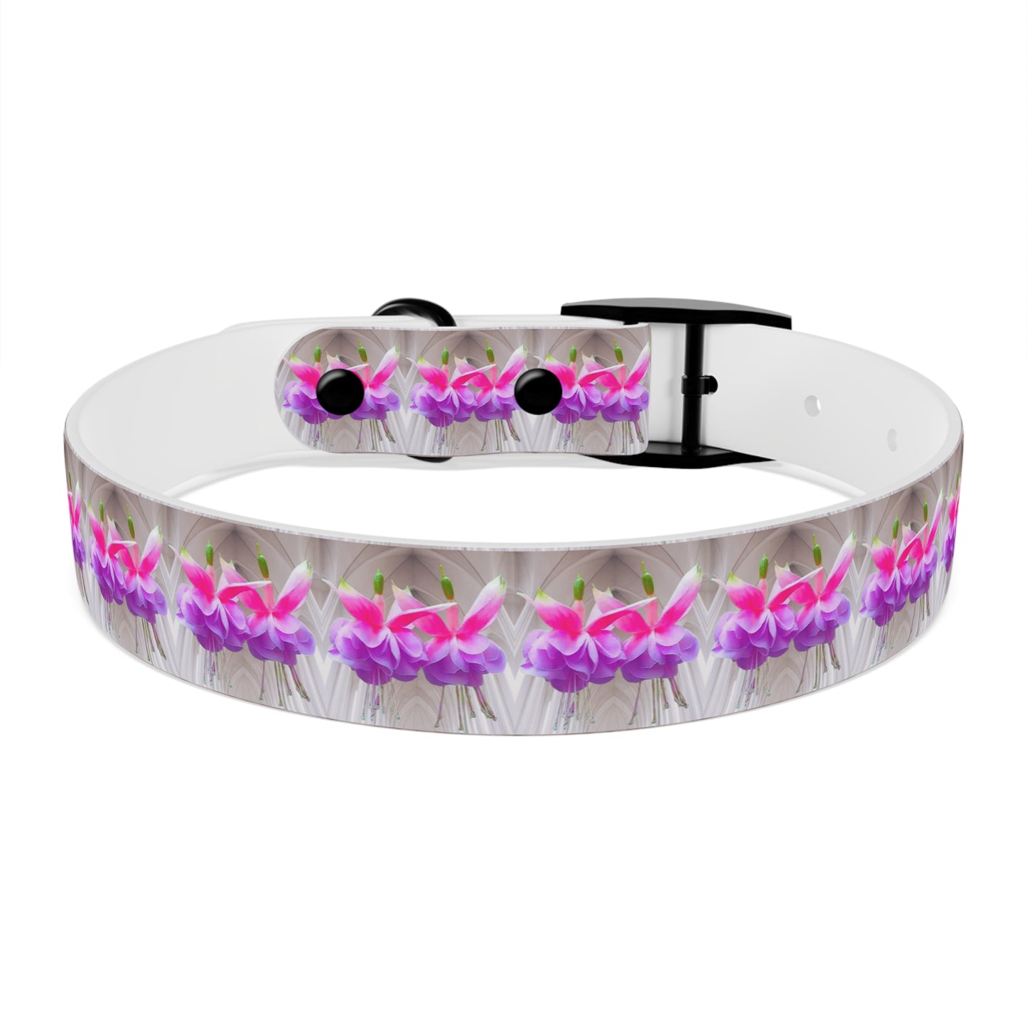 Dog Collar - Two Pink Fuchsias / Gothic, Kaleidoscope