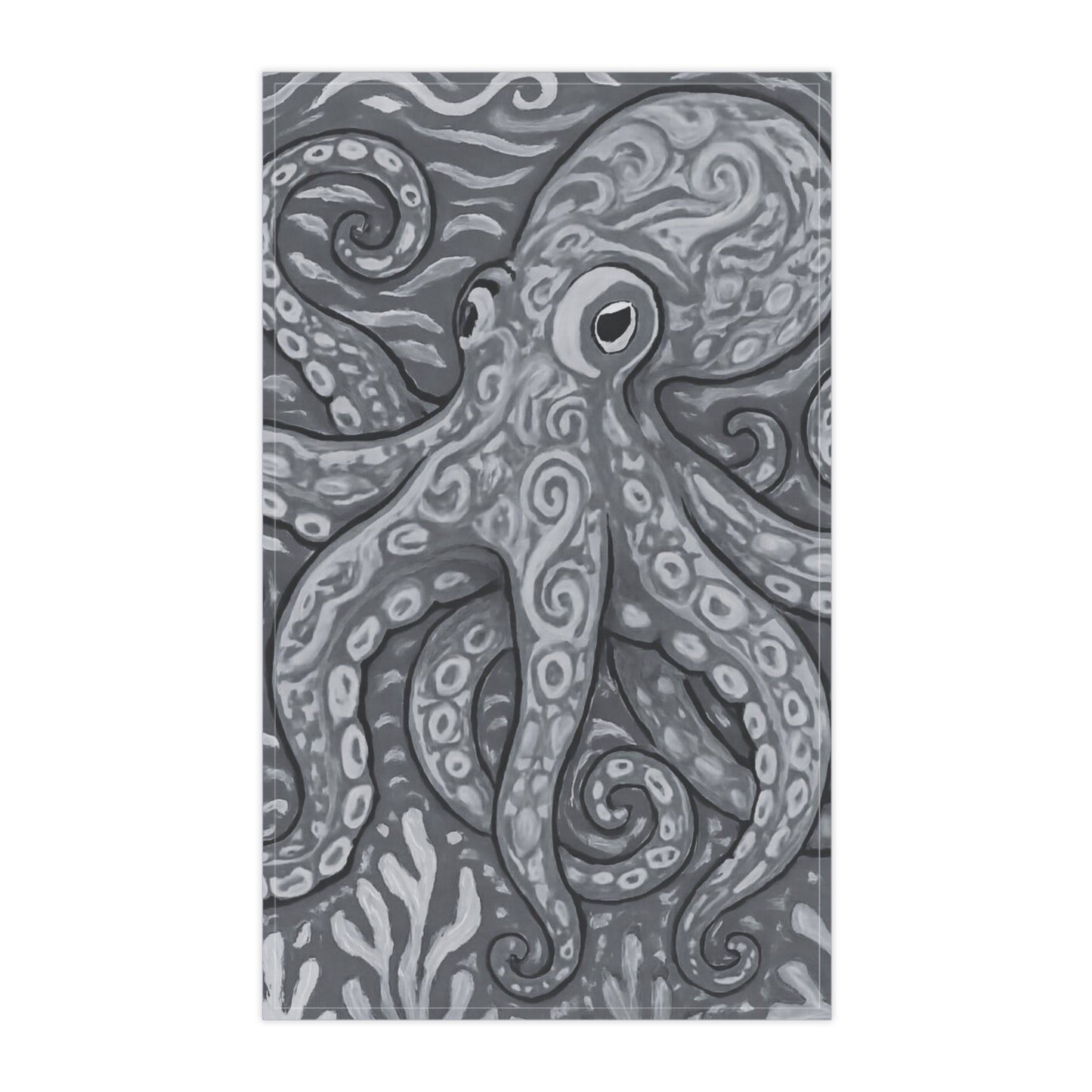 Tea Towels (cotton, poly), Slate Kraken Joe