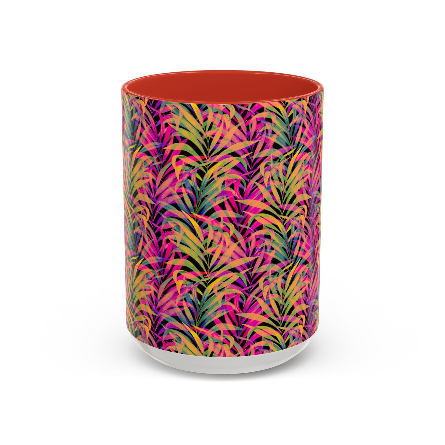 Accent Coffee Mug (11, 15oz), Rainbow Fronds / Various Colors