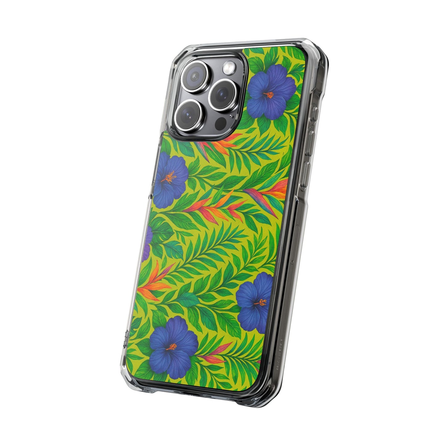 Midnight Flower Lime Magnetic Clear Phone Case, Many Models