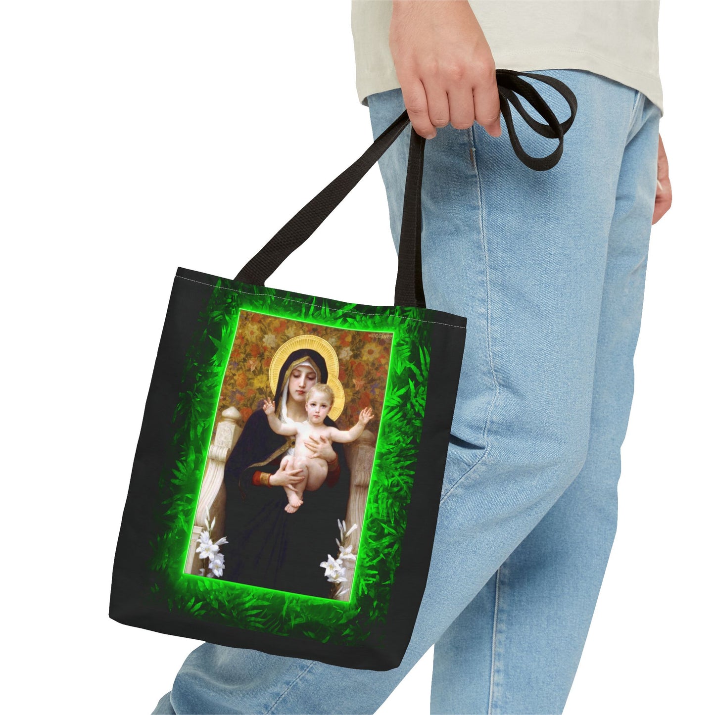 Religious Madonna of the Lilies Tropical Tote Bag - 3 Sizes