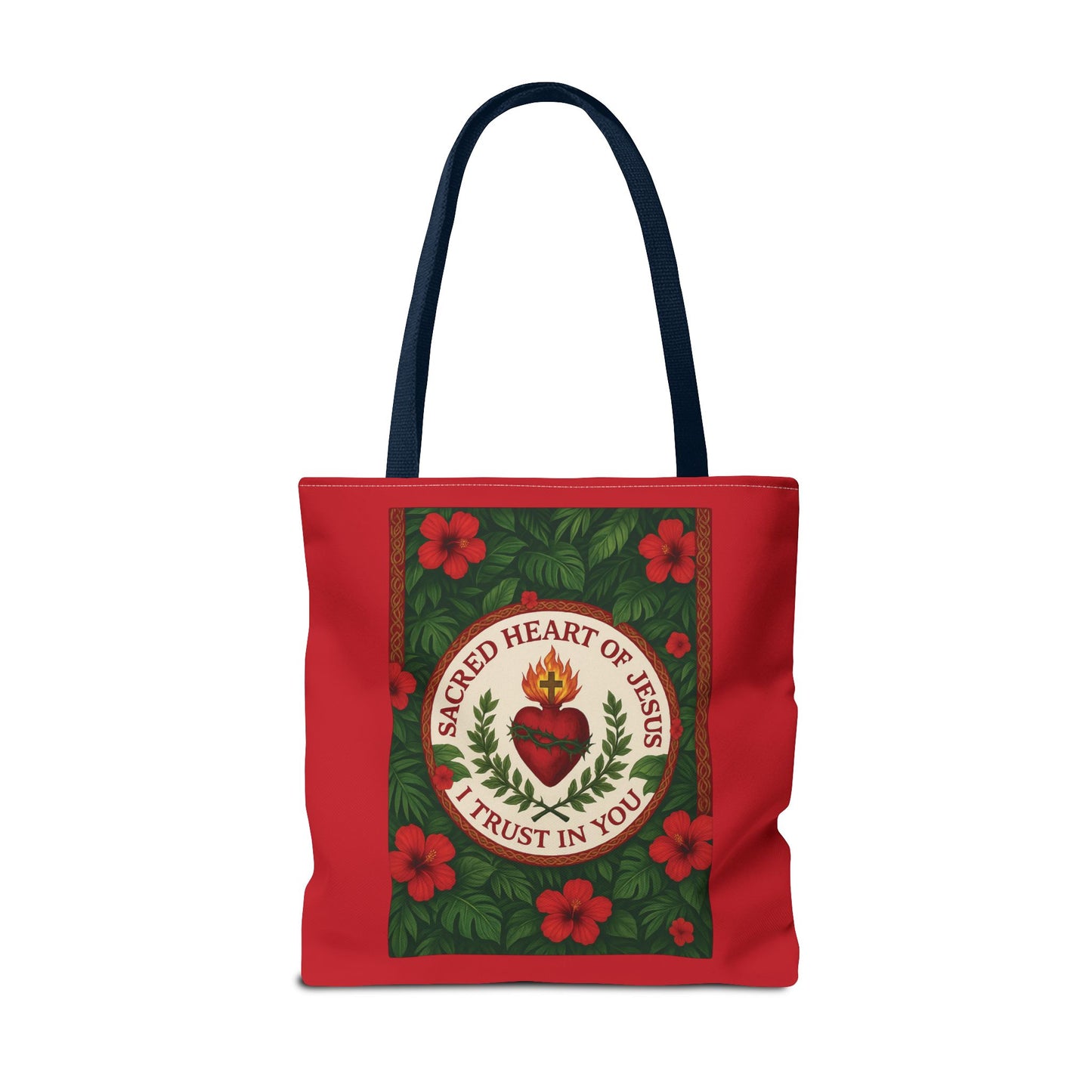 Religious Tote Bag - 3 Sizes / Sacred Heart of Jesus Prayer, Red