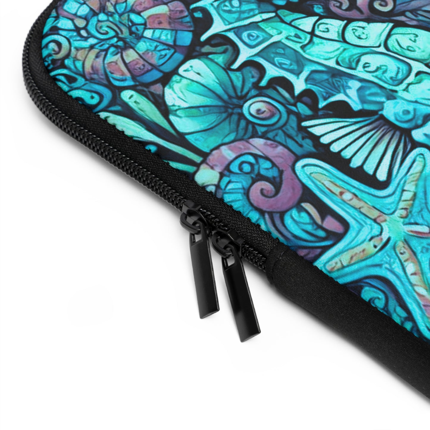 Tropical Laptop Sleeve, 5 Sizes - Perfect for Ocean Lovers & Students / Seahorse Trio, Turquoise
