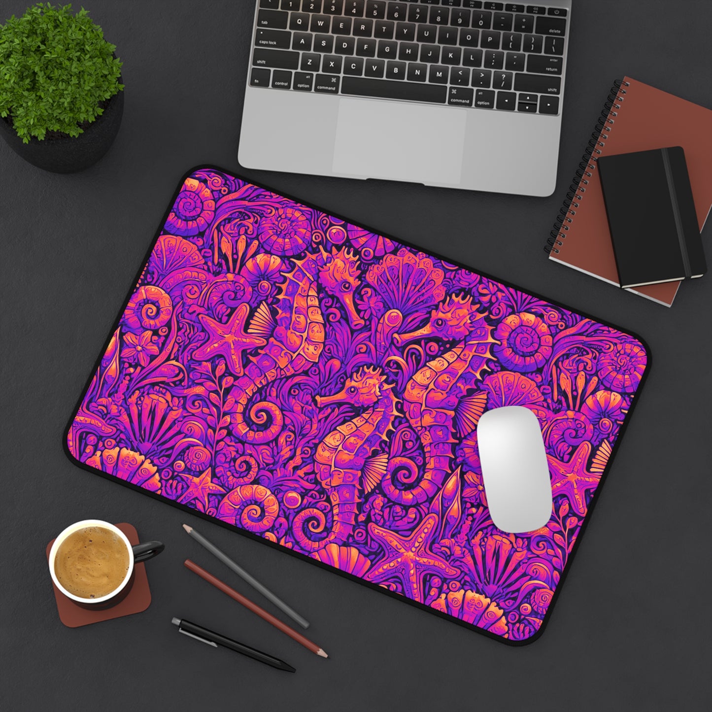 Tropical Mouse Pad/Desk Mat, 3 Sizes - Perfect for Home Office / Seahorses, Heatwave