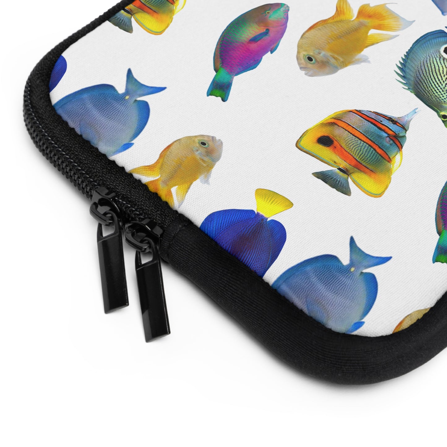 Tropical Laptop Sleeve, 5 Sizes - Perfect for Beach Lovers & Students / School of Fish, White