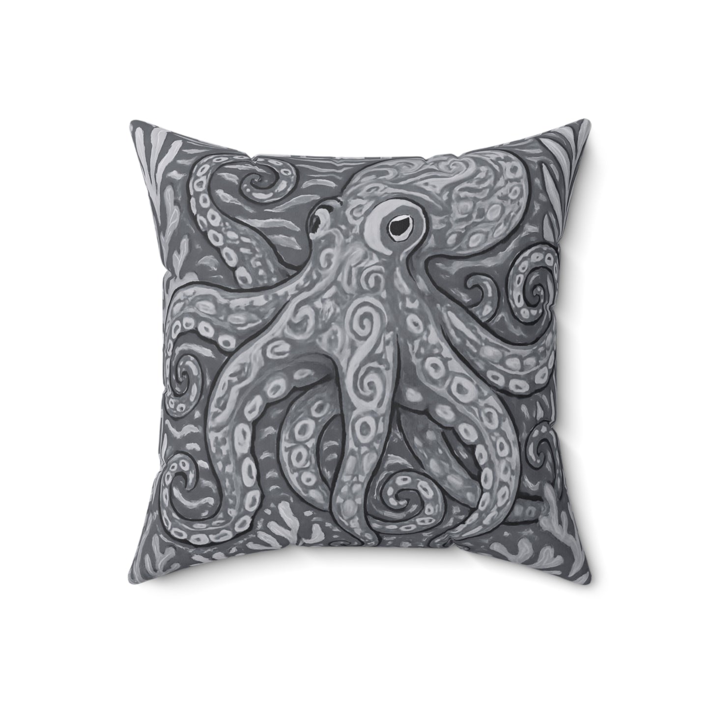 Decorative Pillow - Accent Cushion, 4 Sizes / Octopus Kraken Joe, Noir