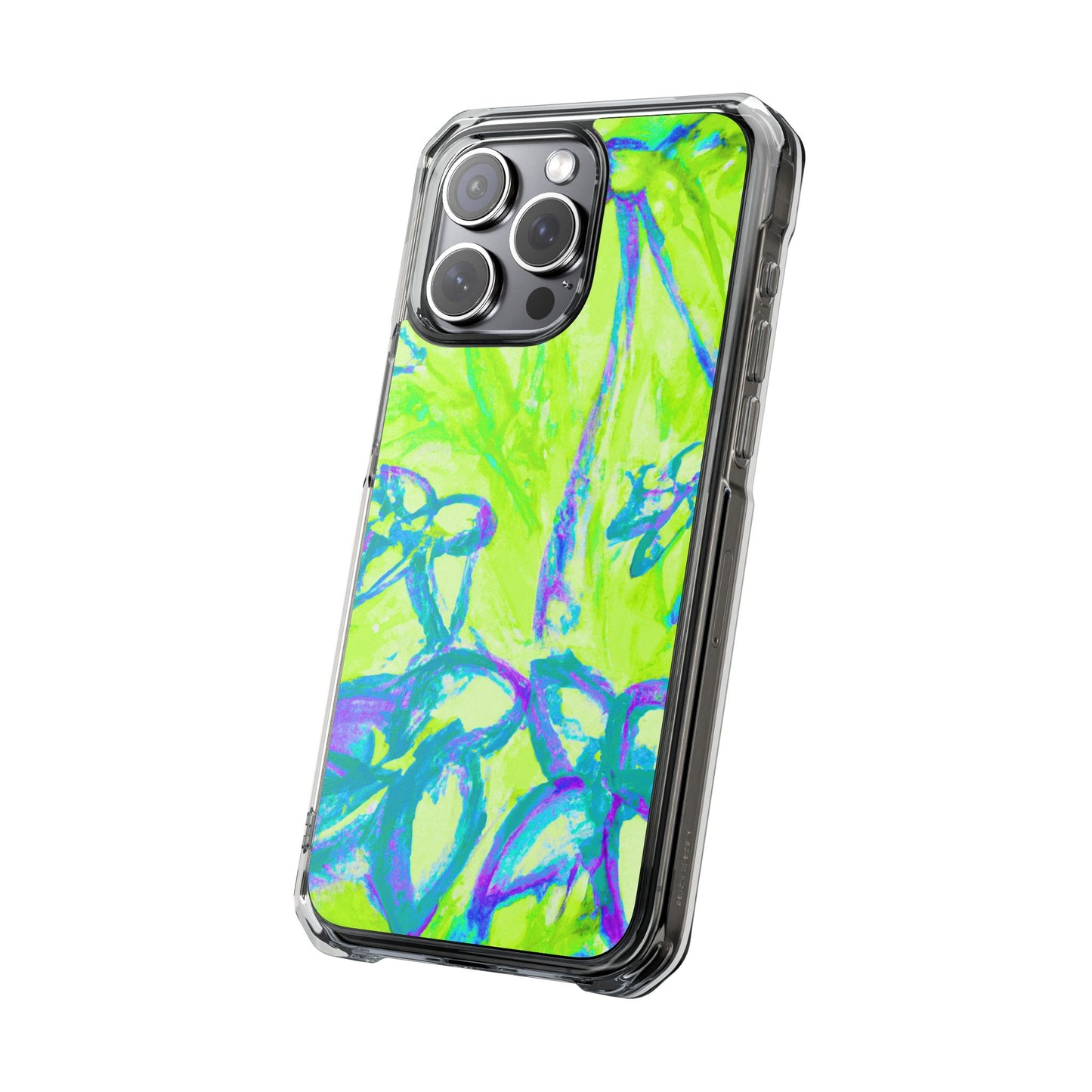 Tropical Doodles/Lime Magnetic Clear Phone Case, Many Models