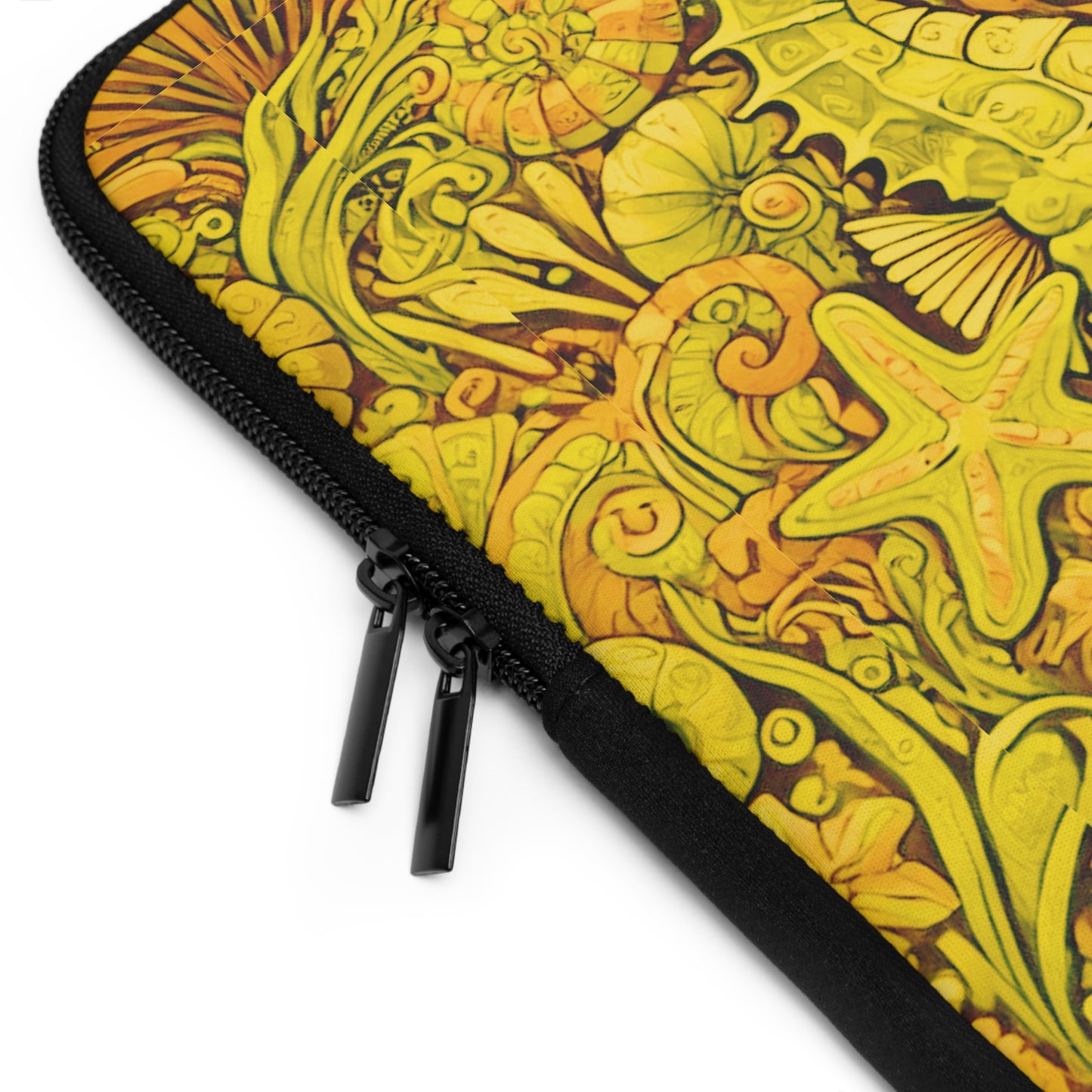 Tropical Laptop Sleeve, 5 Sizes - Perfect for Beach Lovers & Students / Seahorses, Yellow