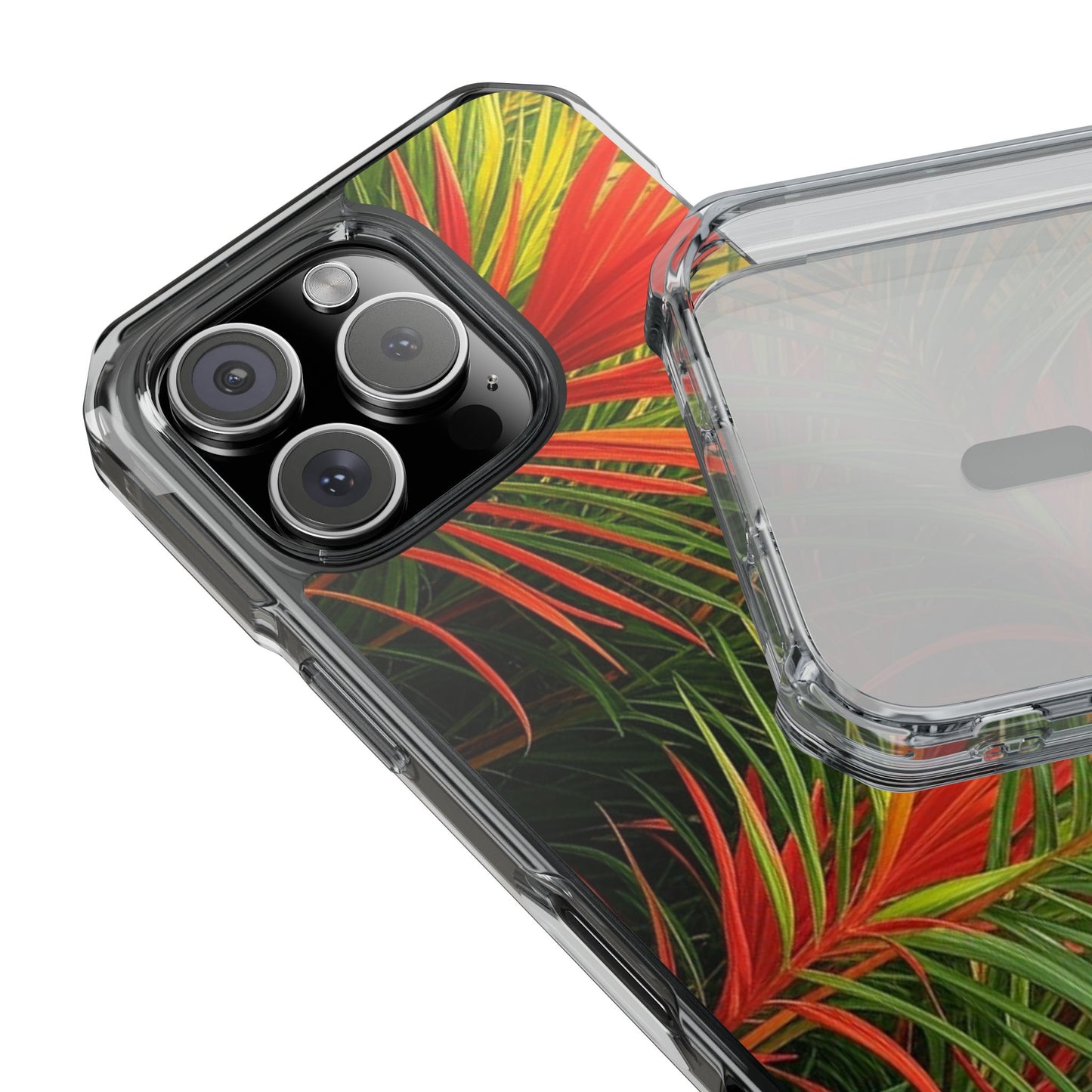 Red Flame Palm Magnetic Clear Phone Case, Many Models