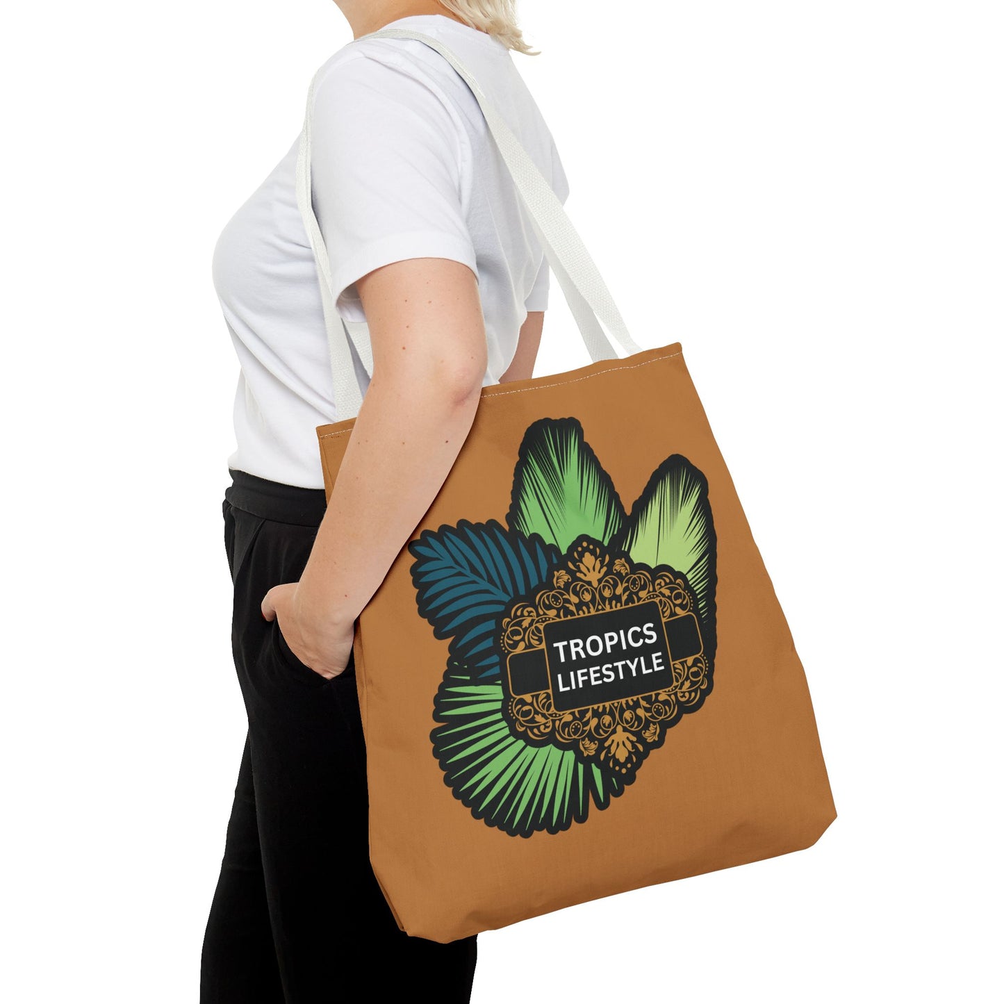 Elegant Tropics Lifestyle Logo Tote Bag - 3 Sizes, Lt. Brown