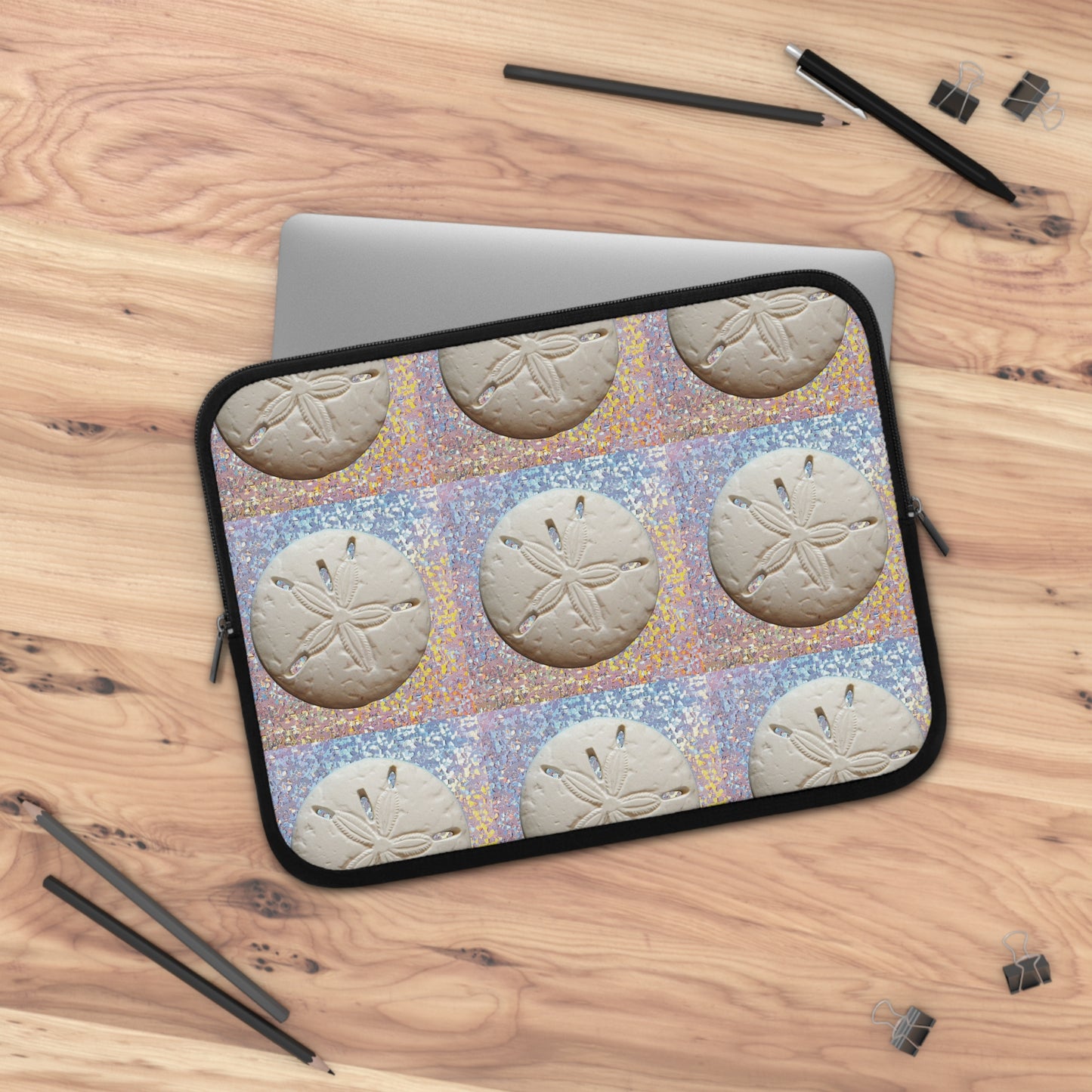 Tropical Laptop Sleeve, 5 Sizes - Perfect for Beach Lovers & Students / Disco Sand Dollar, Repeat