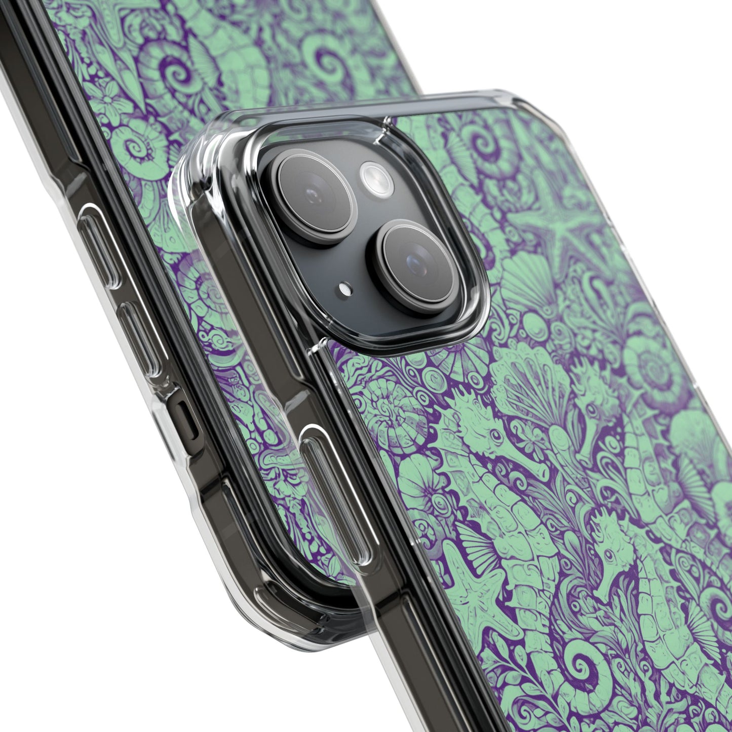 Seahorses/Minty Magnetic Clear Phone Case, Many Models