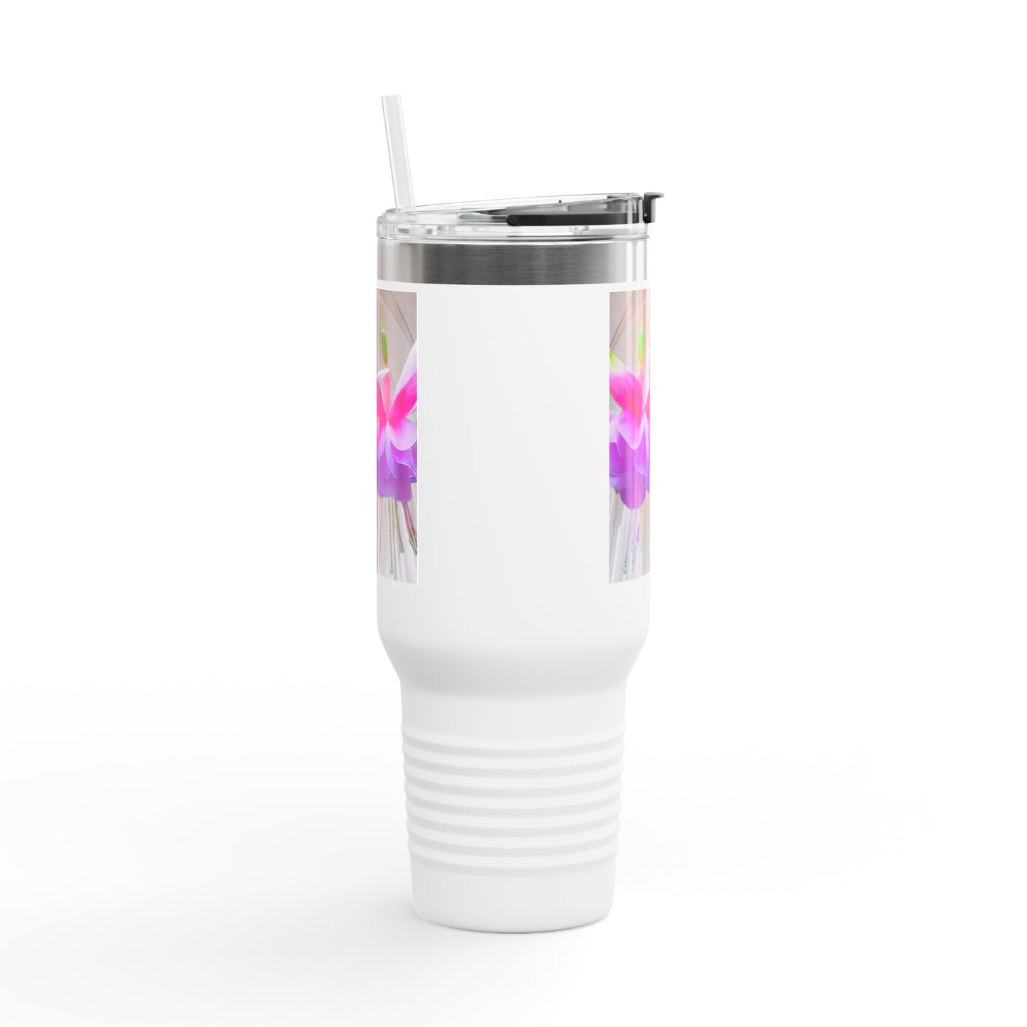 Insulated Travel Mug, 40oz / Floral Two Fuchsias, Gothic - Perfect for Outdoor Adventures