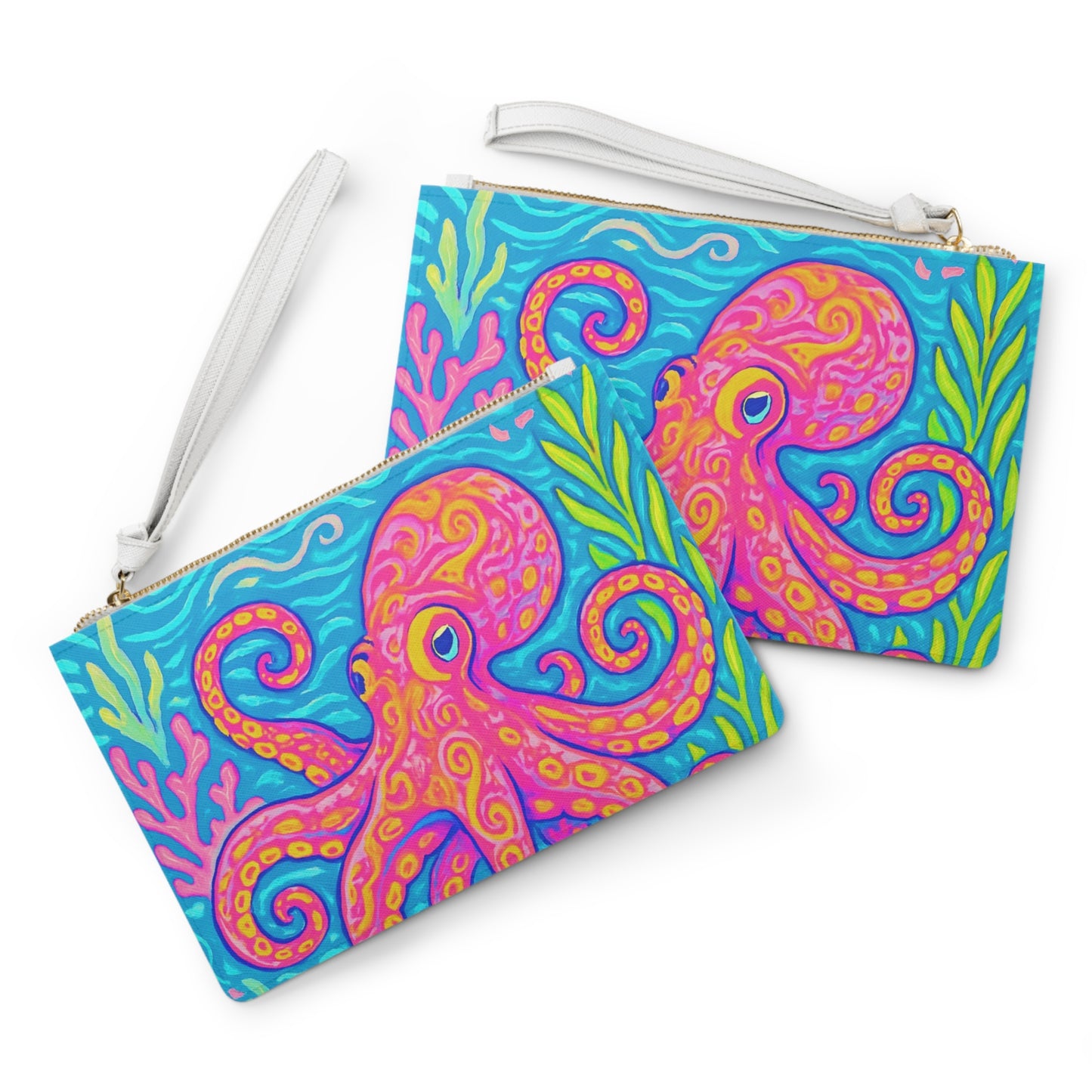 Tropical Faux Leather Clutch Bag - Perfect for Beach Adventures & Summer Vacations / Octopus Kraken Joe