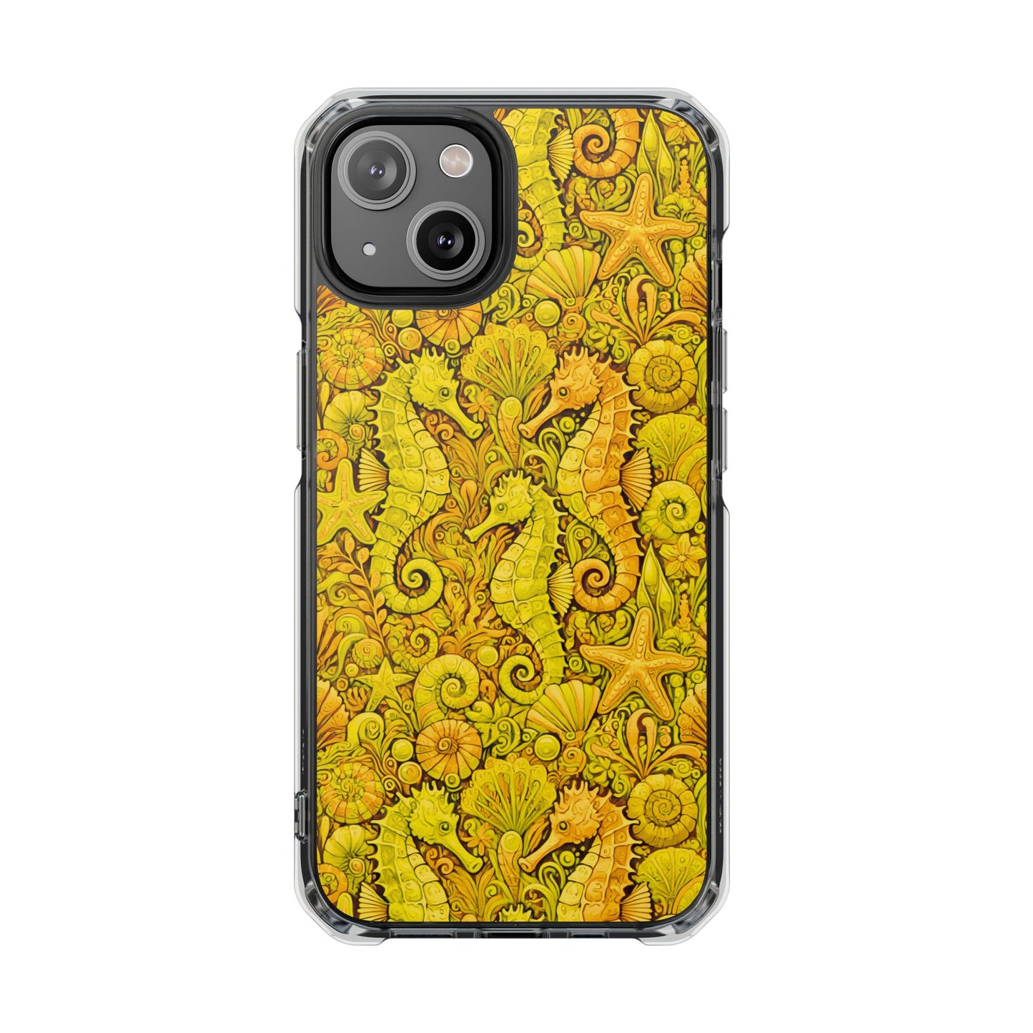 Seahorses/Yellow Magnetic Clear Phone Case, Many Models