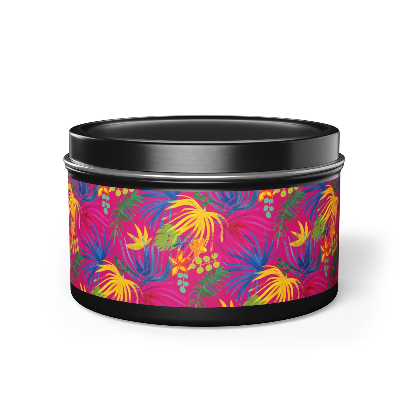 Tin Candles, 2 sizes, 3 tin colors - Exotic Flora